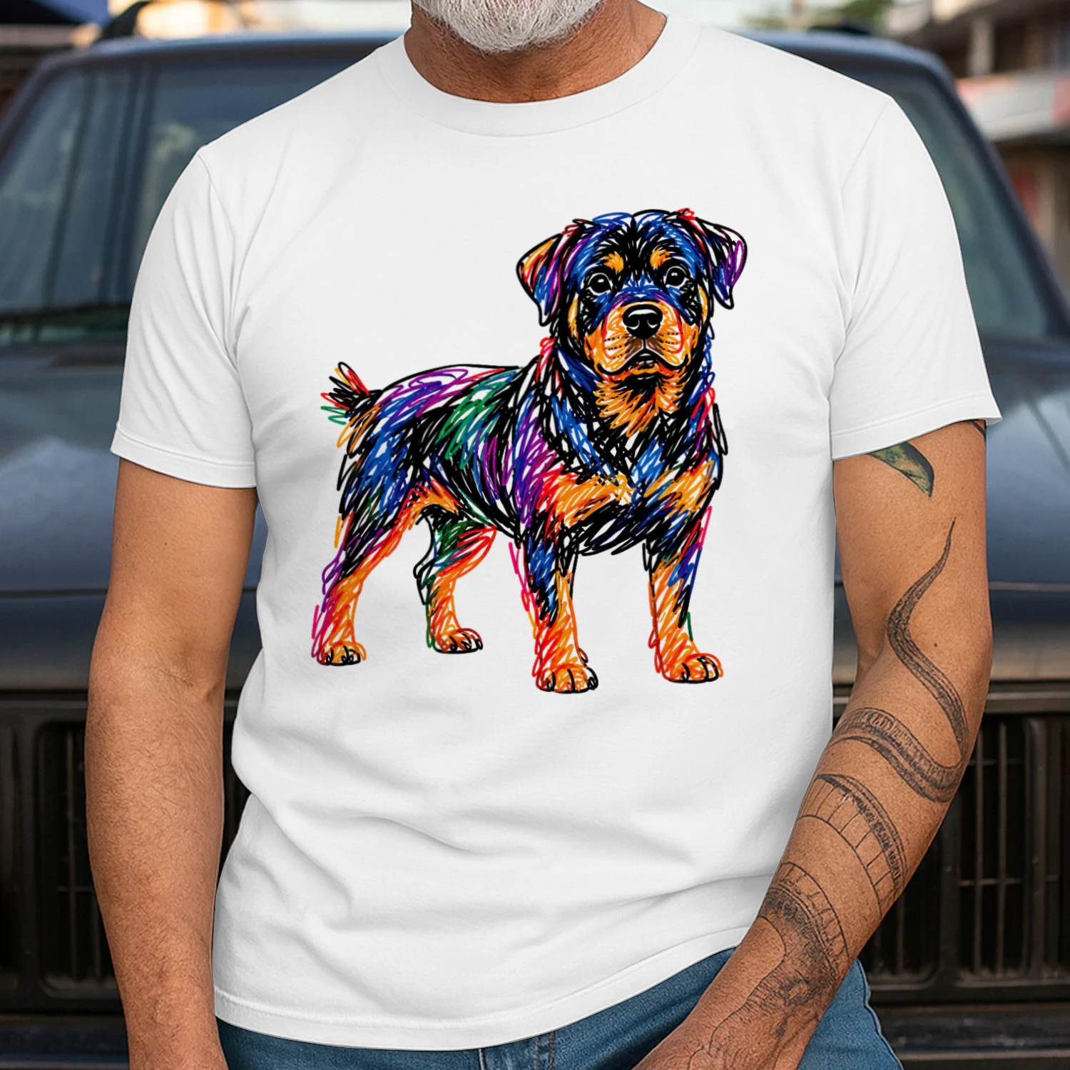 Colorful Scribble Rottweiler