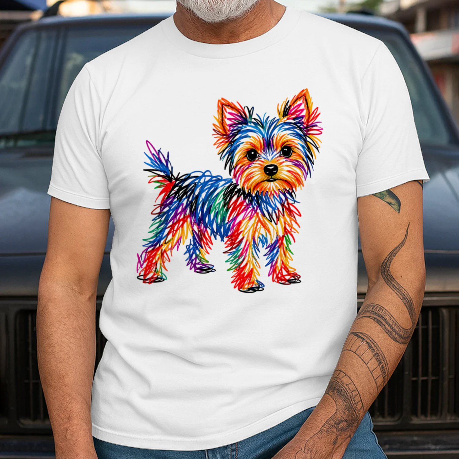 Colorful Scribble Yorkshire Terrier
