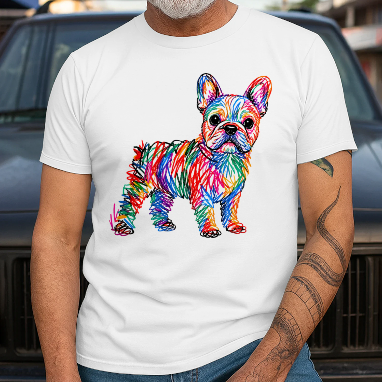 Colorful Scribble French Bulldog