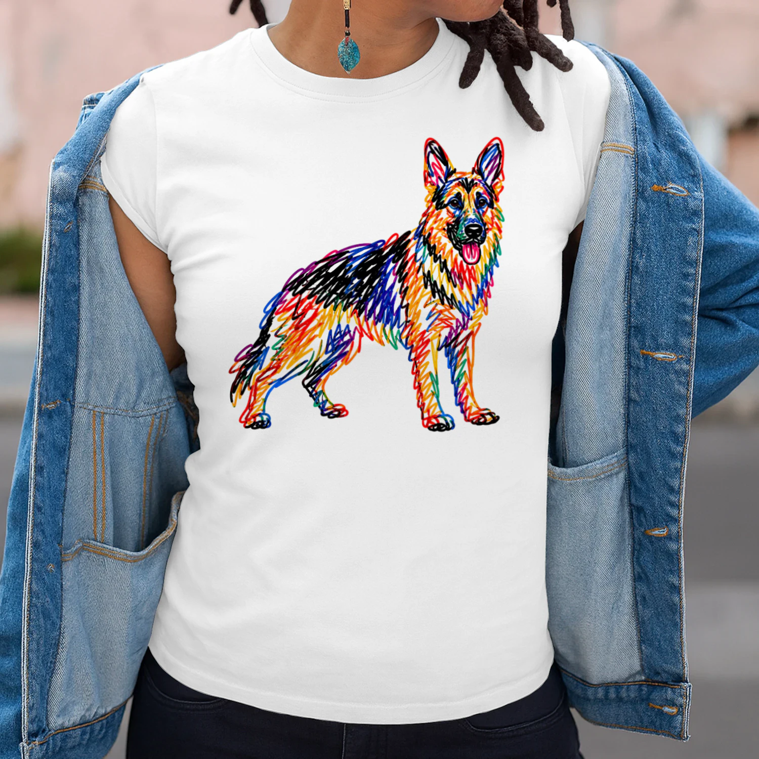 Colorful Scribble German Shepherd