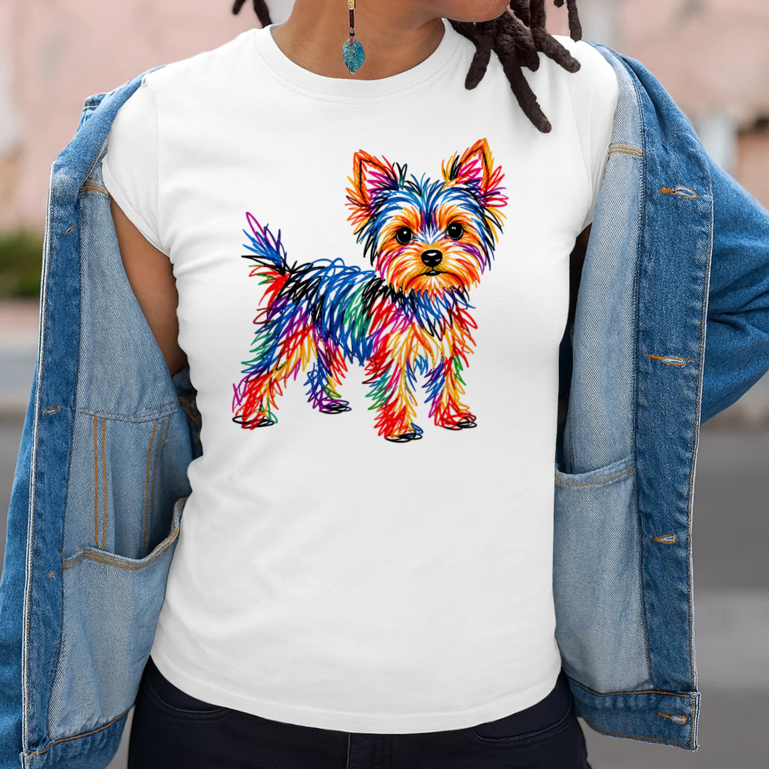Colorful Scribble Yorkshire Terrier