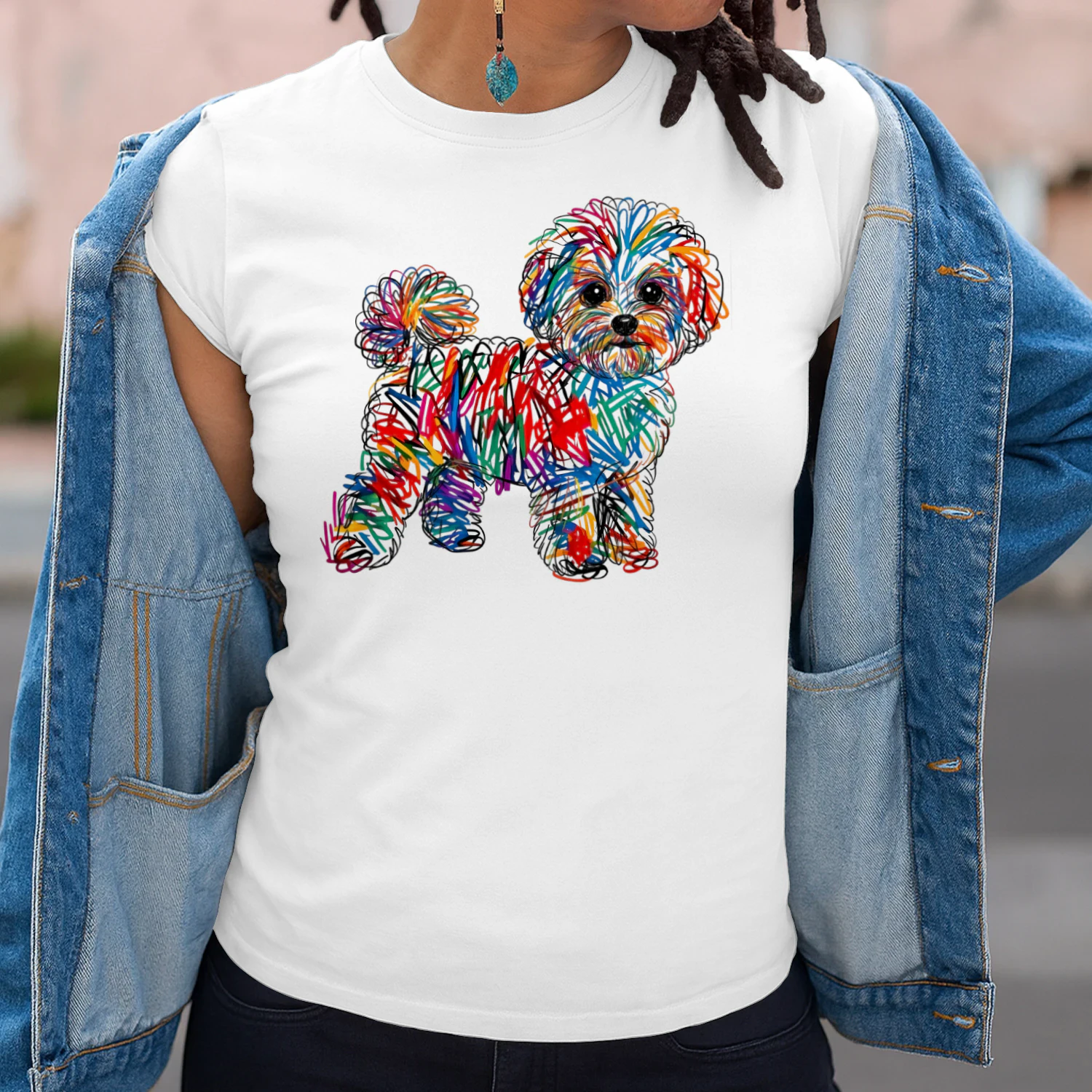 Colorful Scribble Bichon Frise