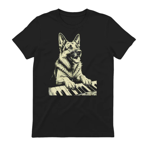 German Shepherd Playing Piano
