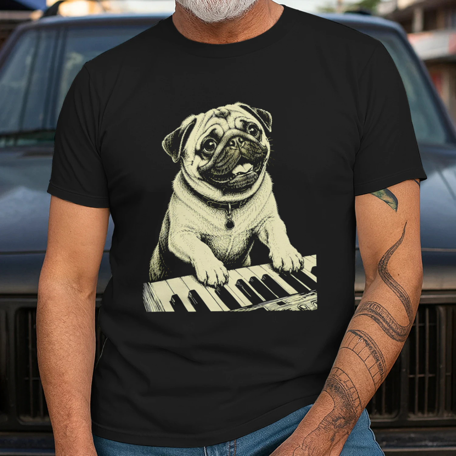 Pug Playing Piano