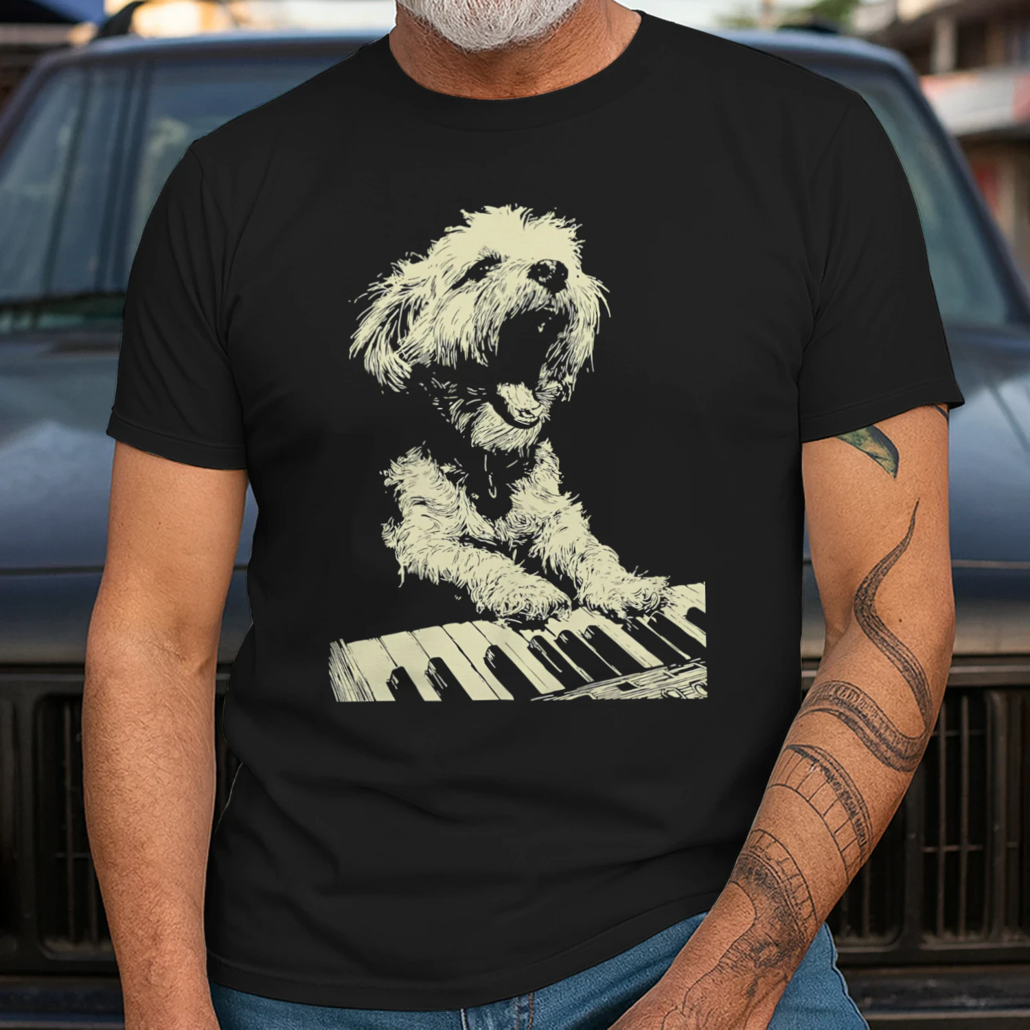Maltese Playing Piano
