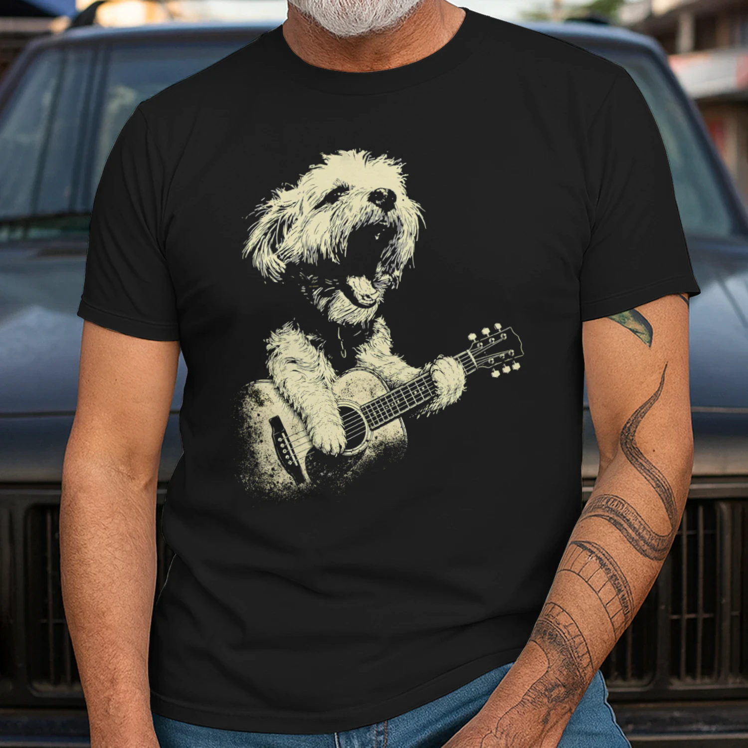 Maltese Playing Guitar