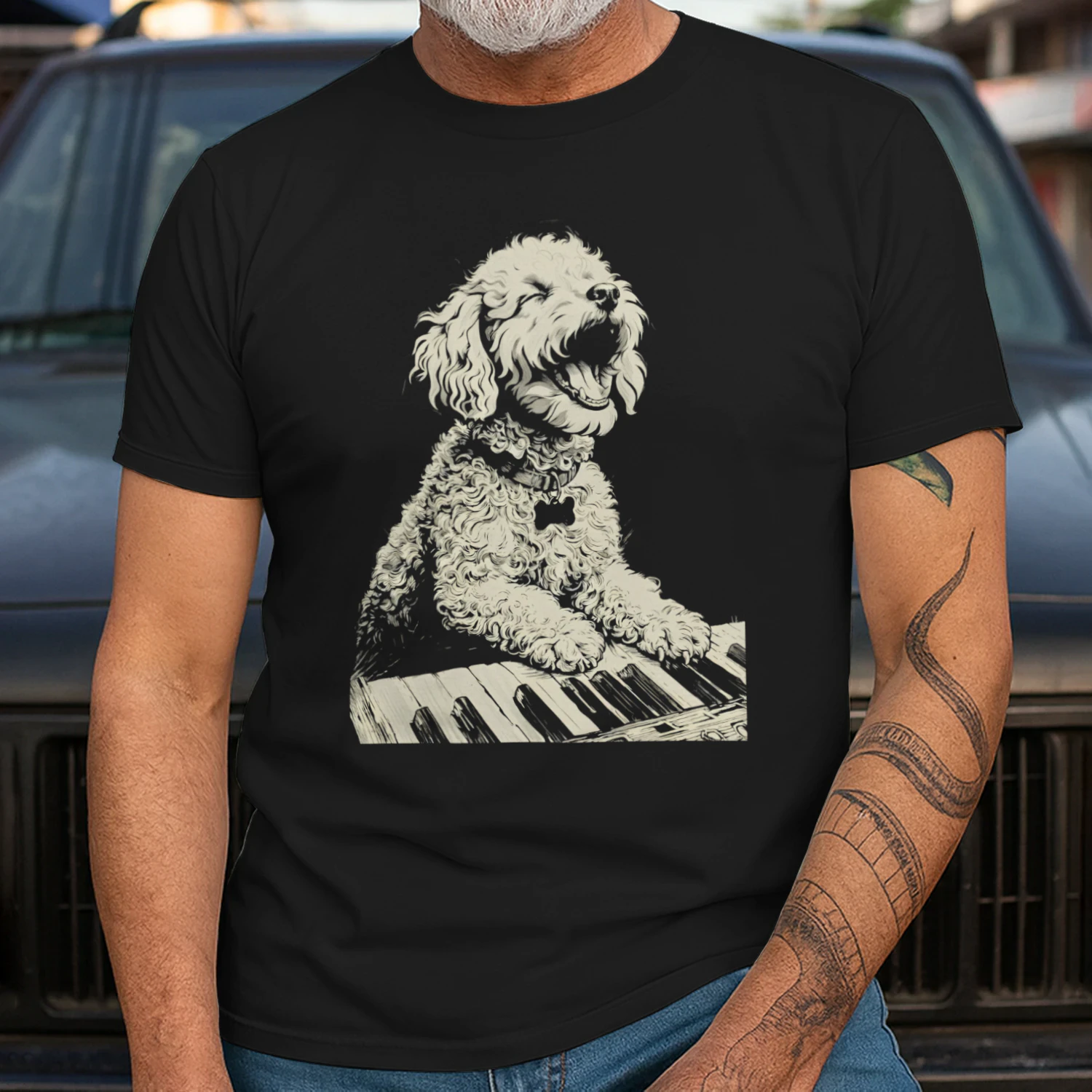 Bichon Frise Playing Piano