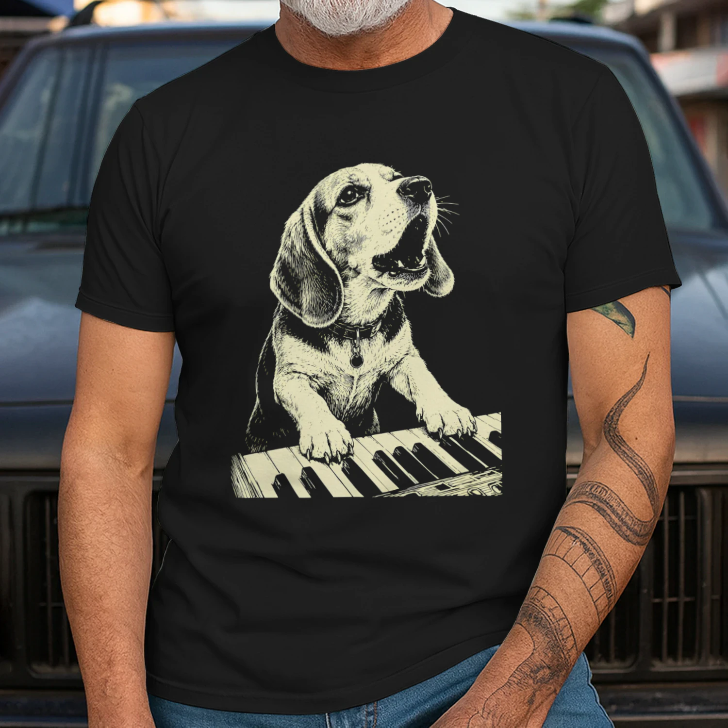 Beagle Playing Piano