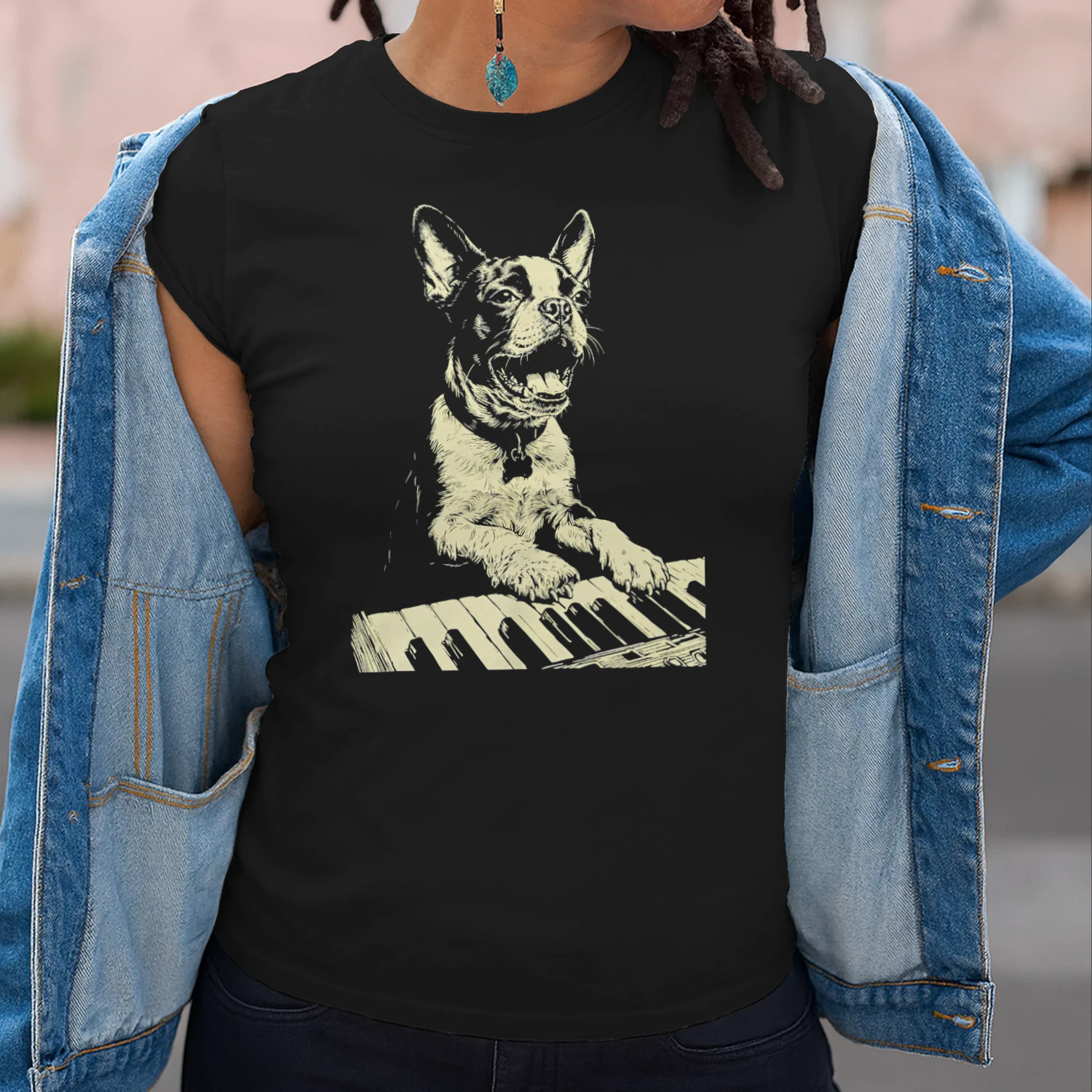 Boston Terrier Playing Piano