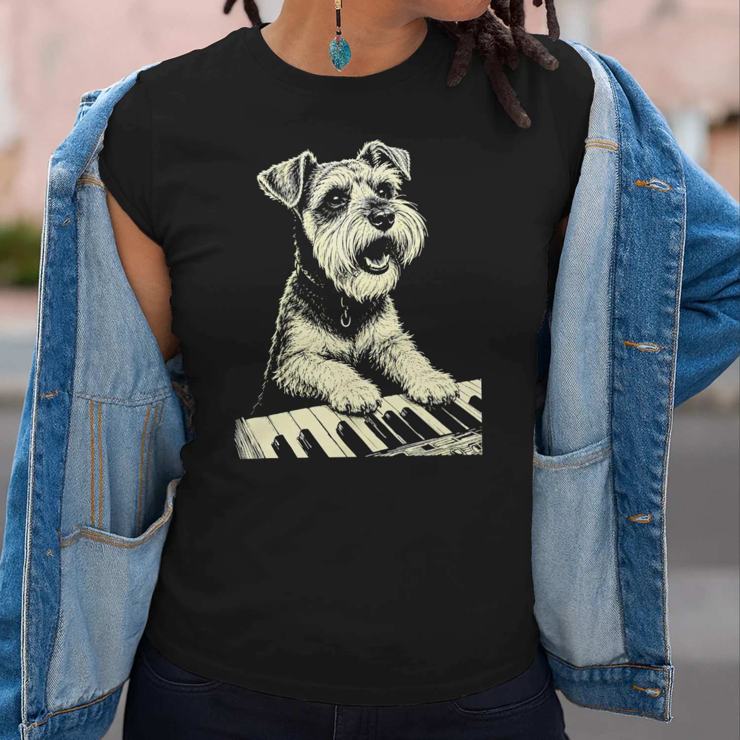 Schnauzer Playing Piano
