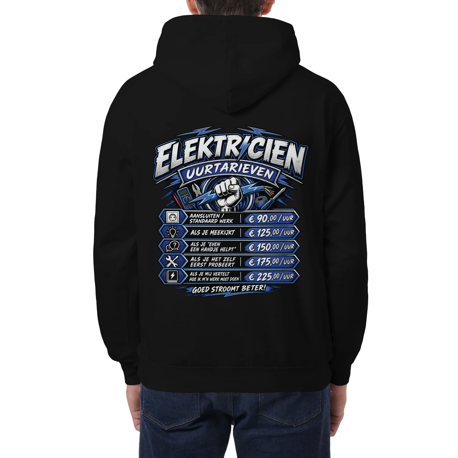 Elektricien Uurtarieven Hoodie - Grappige Werktrui voor de Vakman