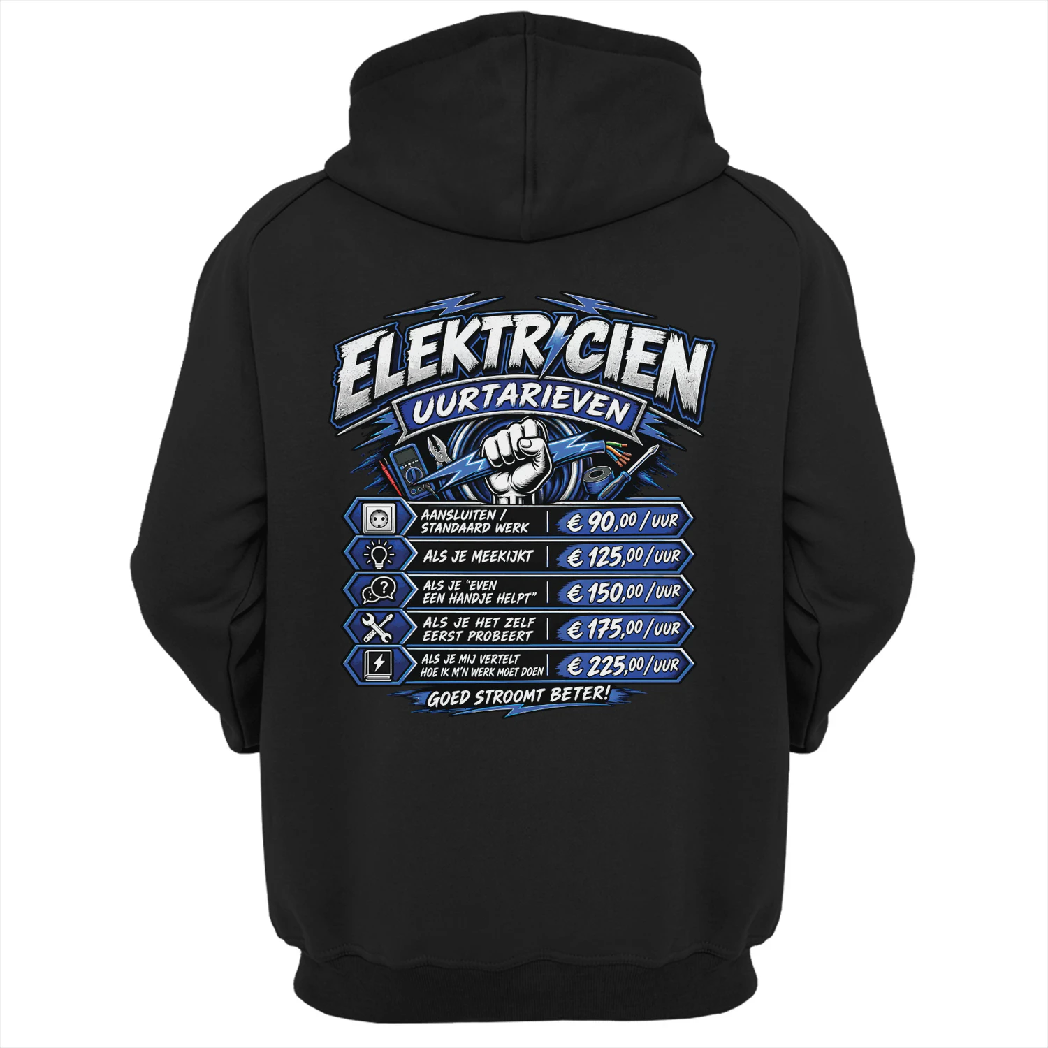 Elektricien Uurtarieven Hoodie - Grappige Werktrui voor de Vakman