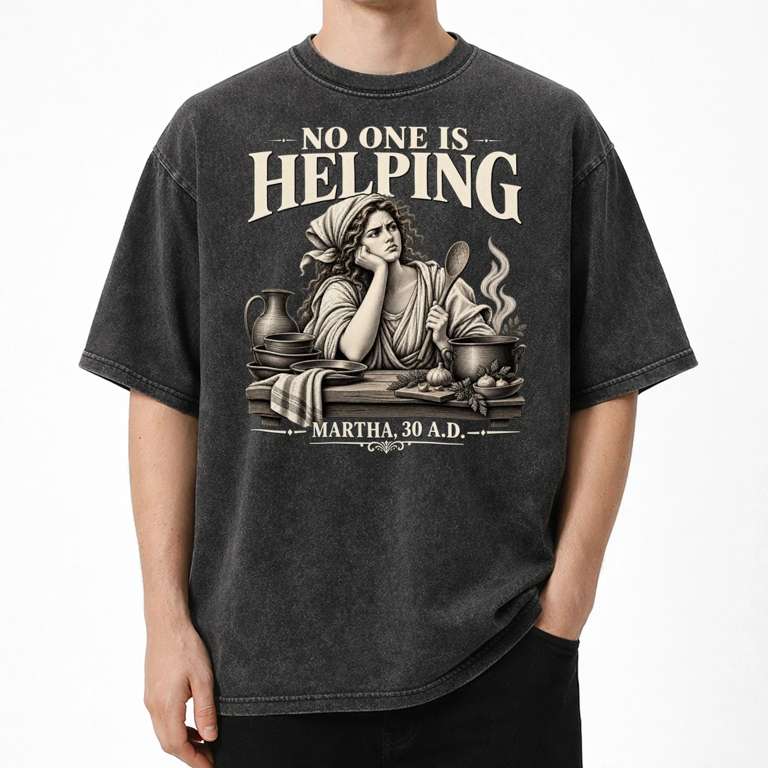 No One Is Helping — Biblical Humor Graphic Tee