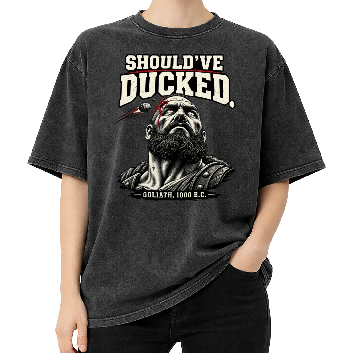 Should’ve Ducked — Goliath Biblical Humor Tee
