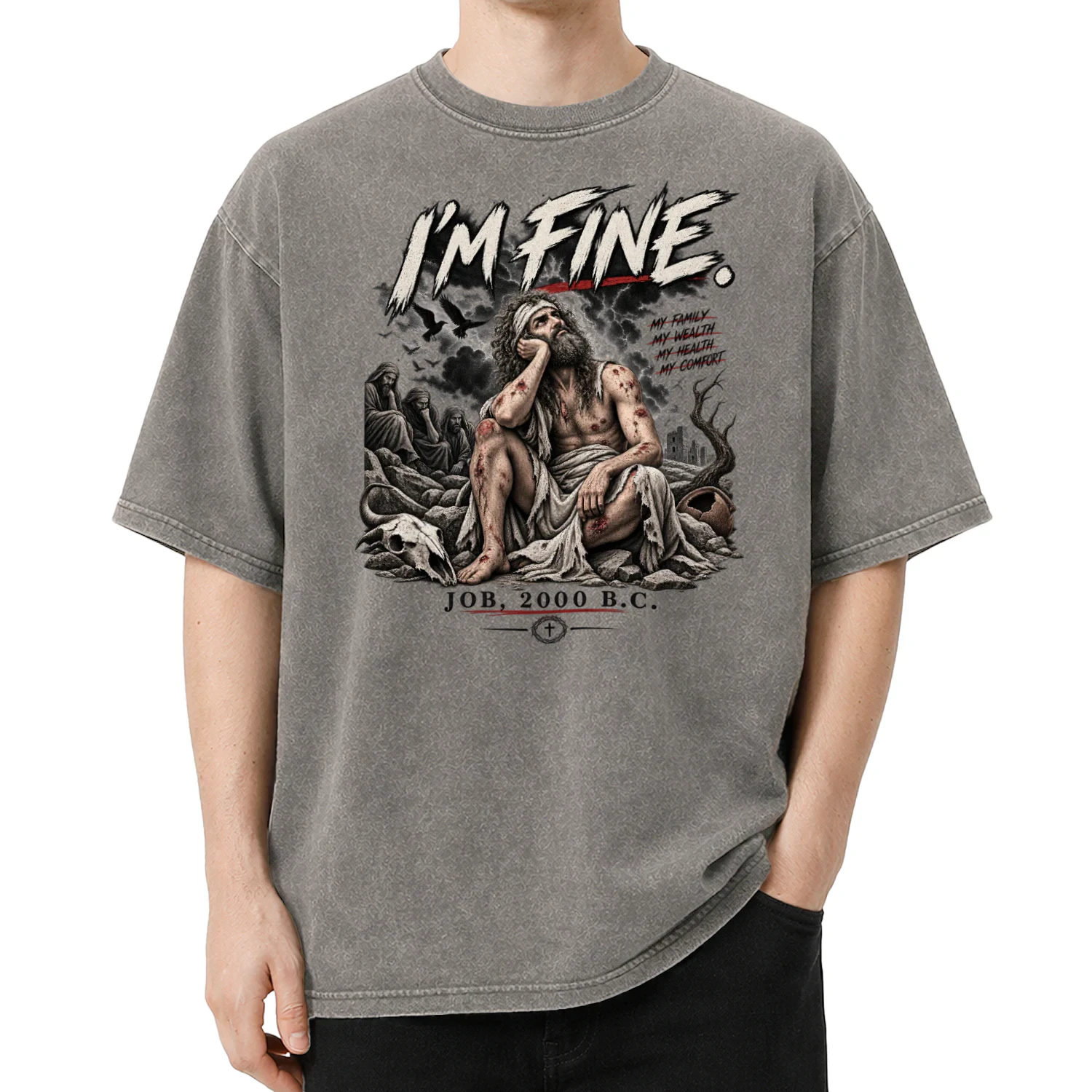 I’m Fine — Job Biblical Humor Graphic Tee