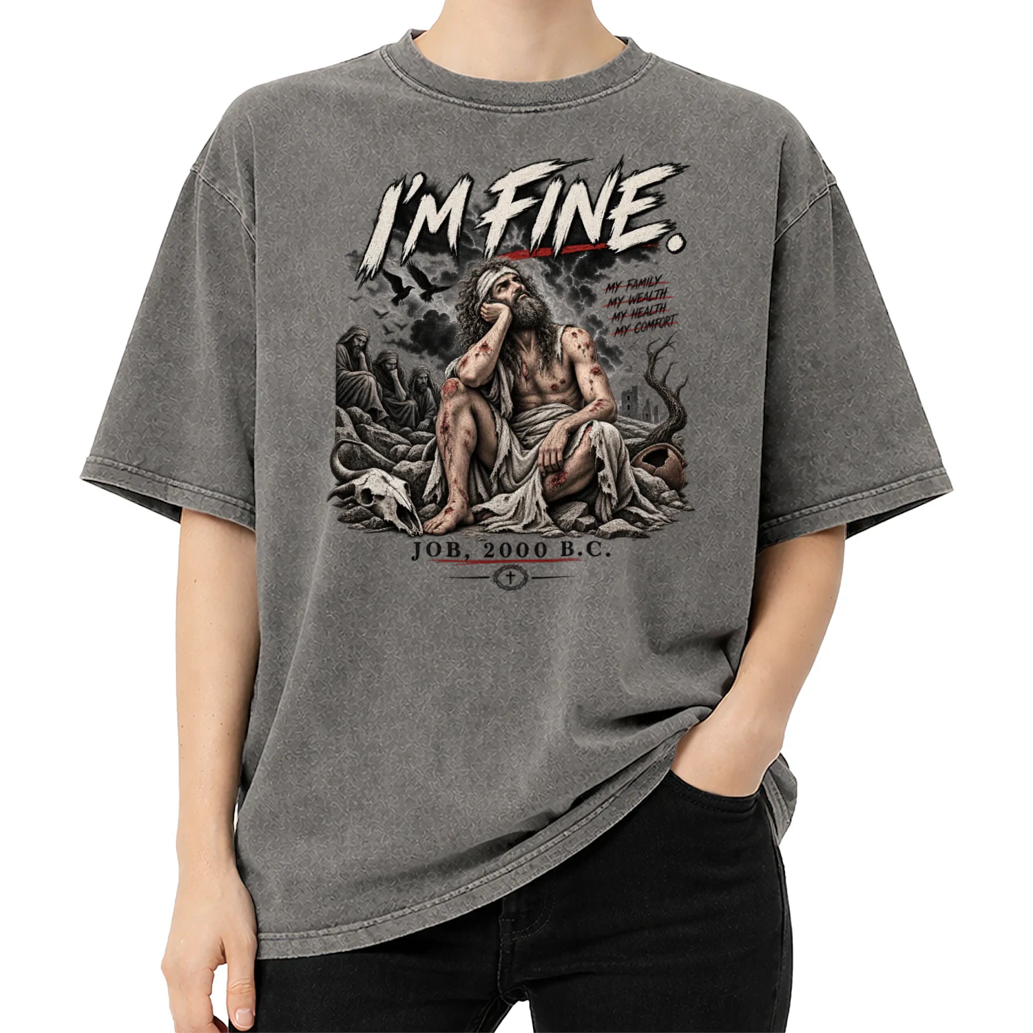 I’m Fine — Job Biblical Humor Graphic Tee