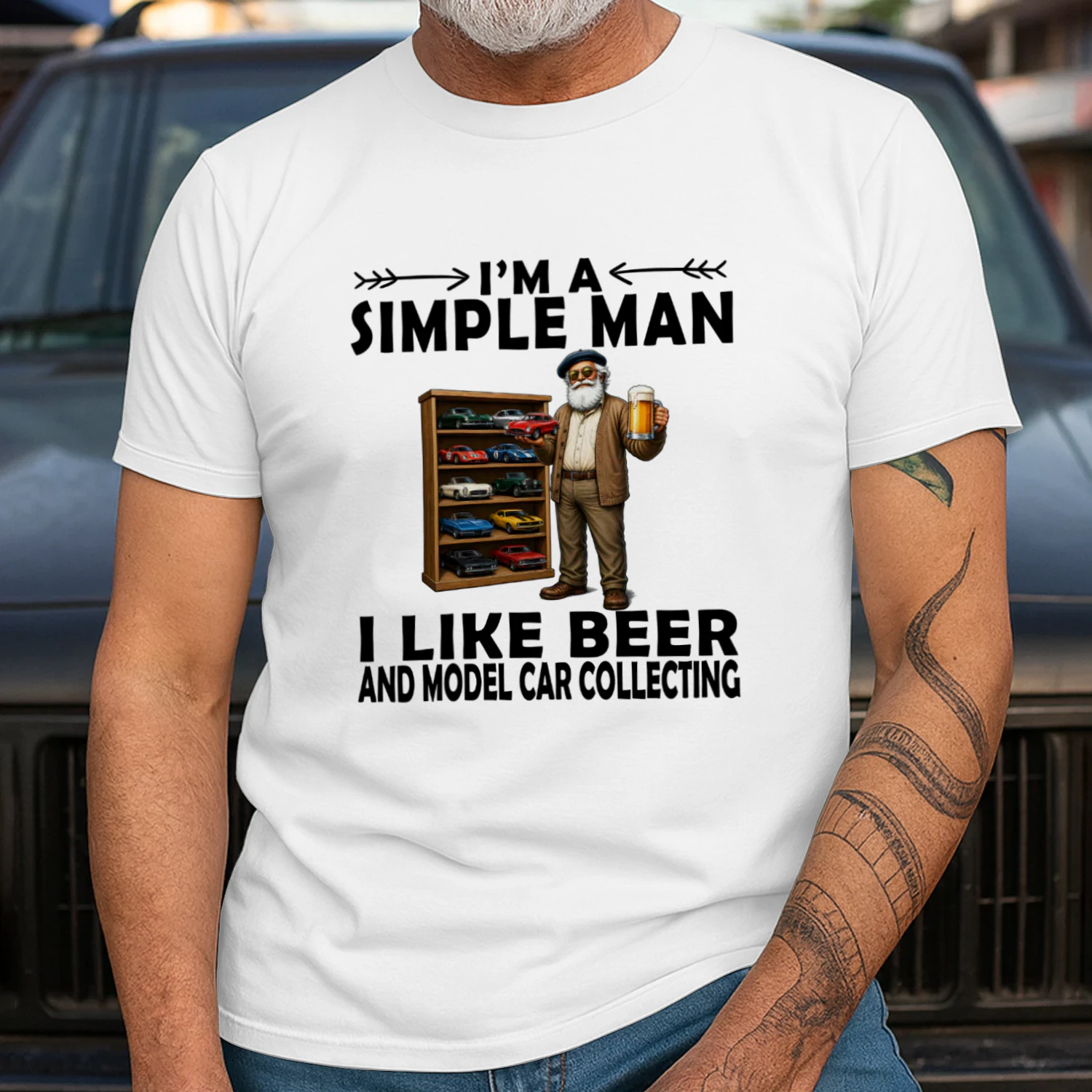I'M A SIMPLE MAN I LIKE BEER AND MODEL CAR COLLECTING