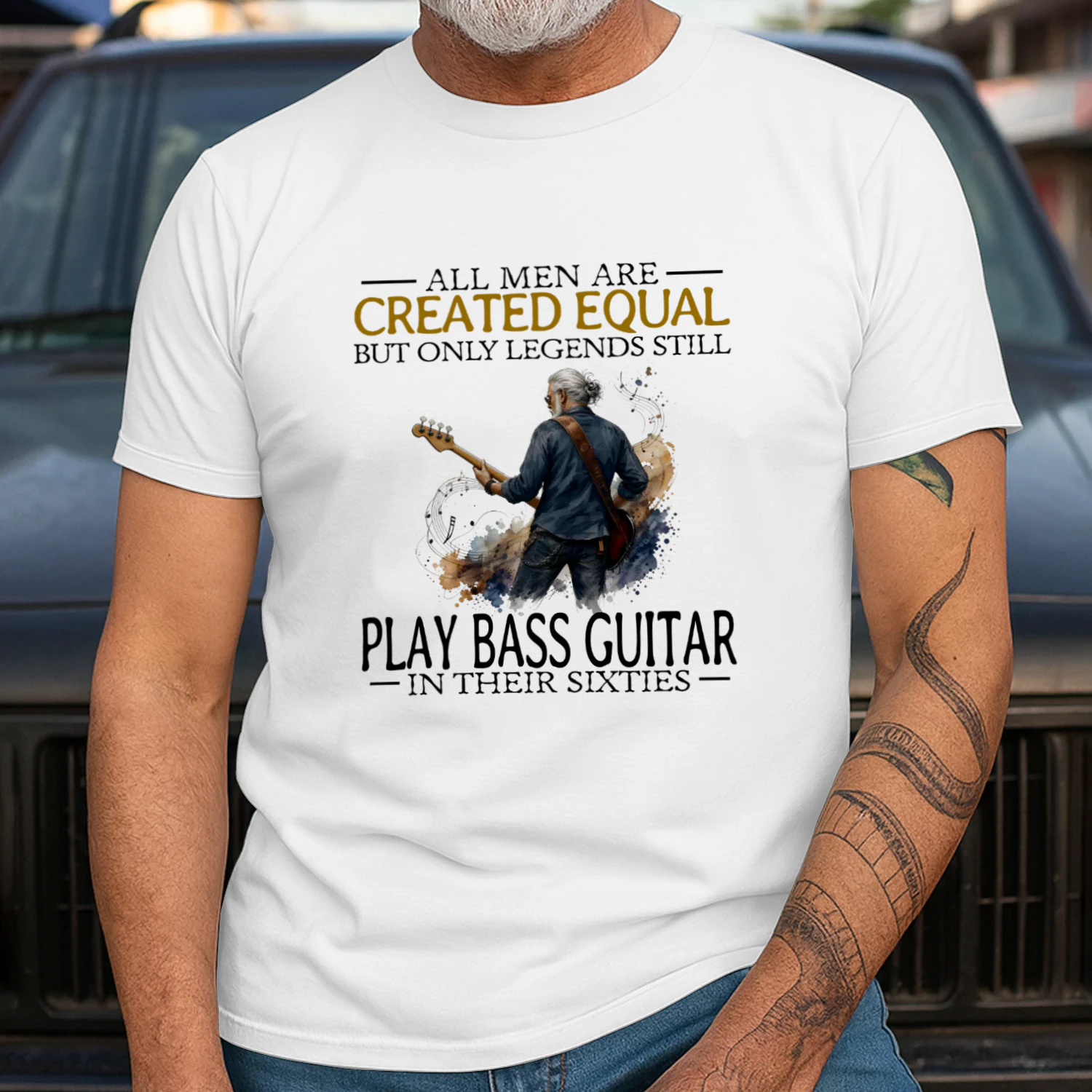 ALL MEN ARE CREATED EQUAL BUT ONLY LEGENDS STILL PLAY BASS GUITAR IN THEIR SIXTIES