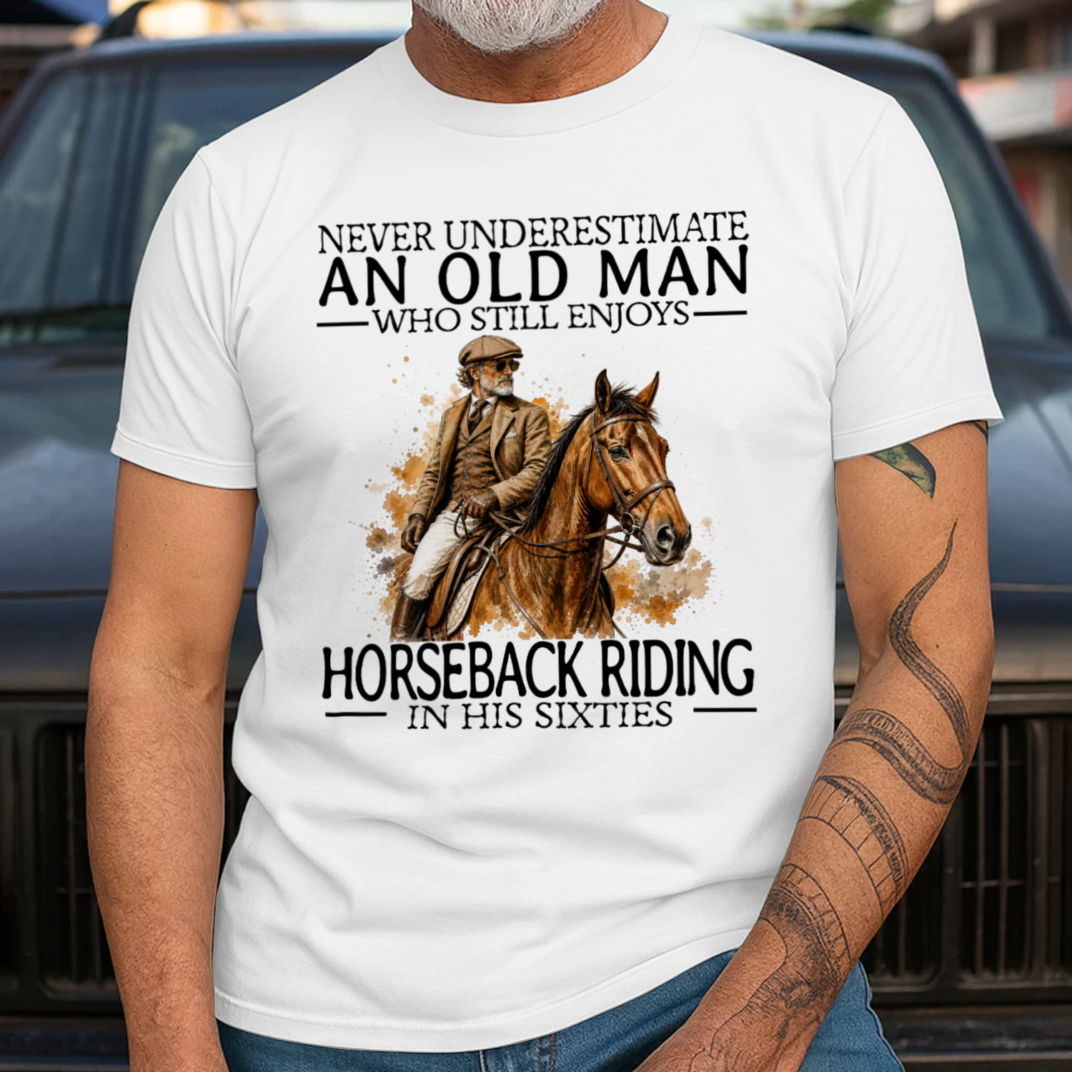 HORSEBACK RIDING IN HIS SIXTIES
