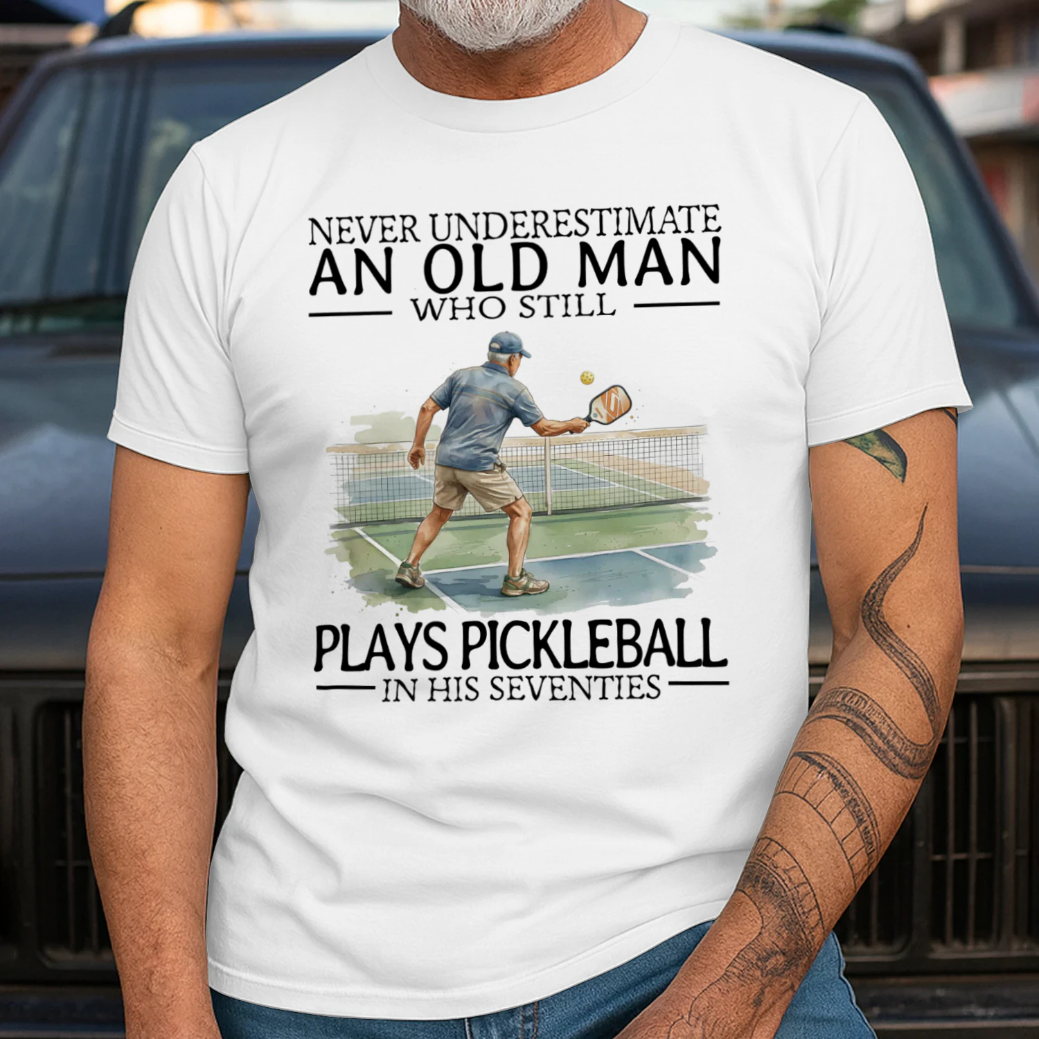 PLAYS PICKLEBALL IN HIS SEVENTIES