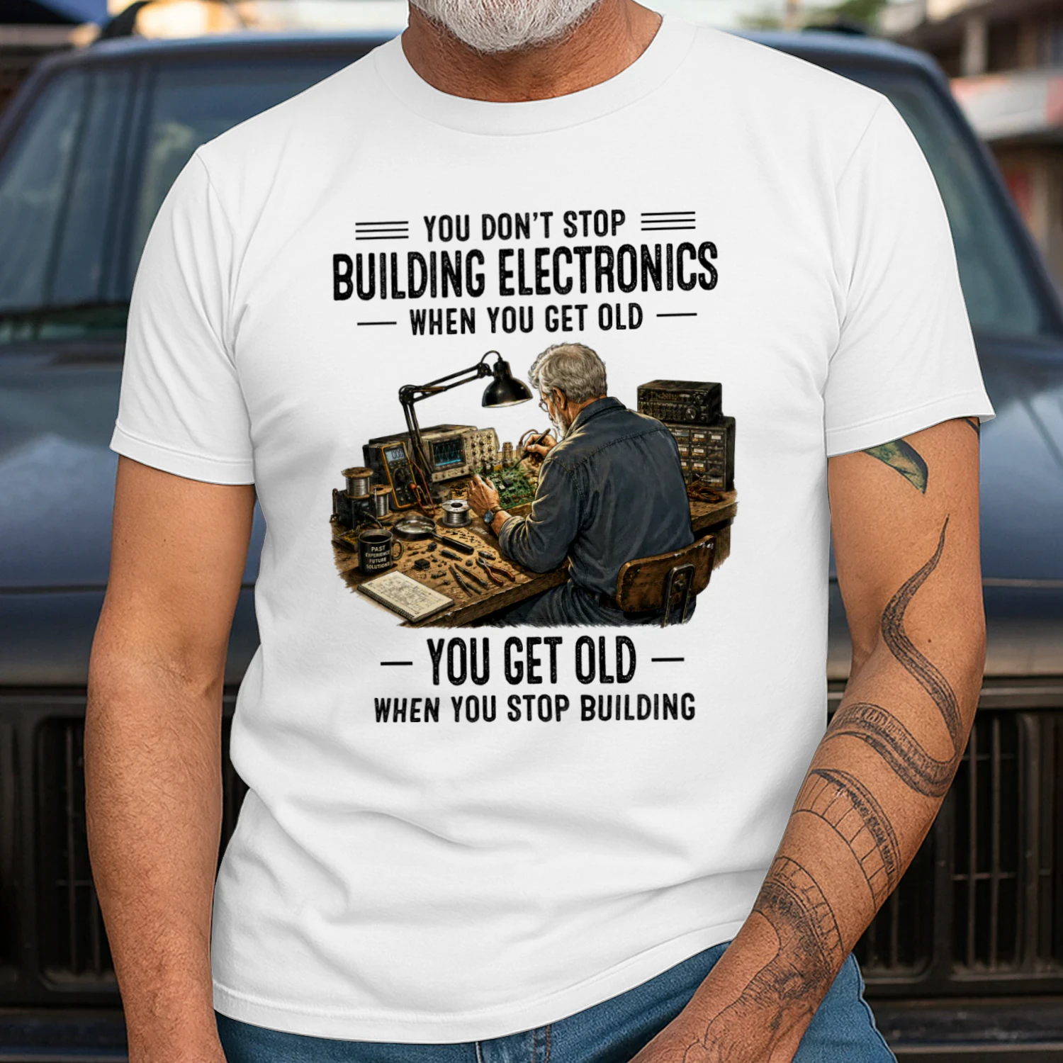 You don't stop building electronics when you get old. You get old when you stop building