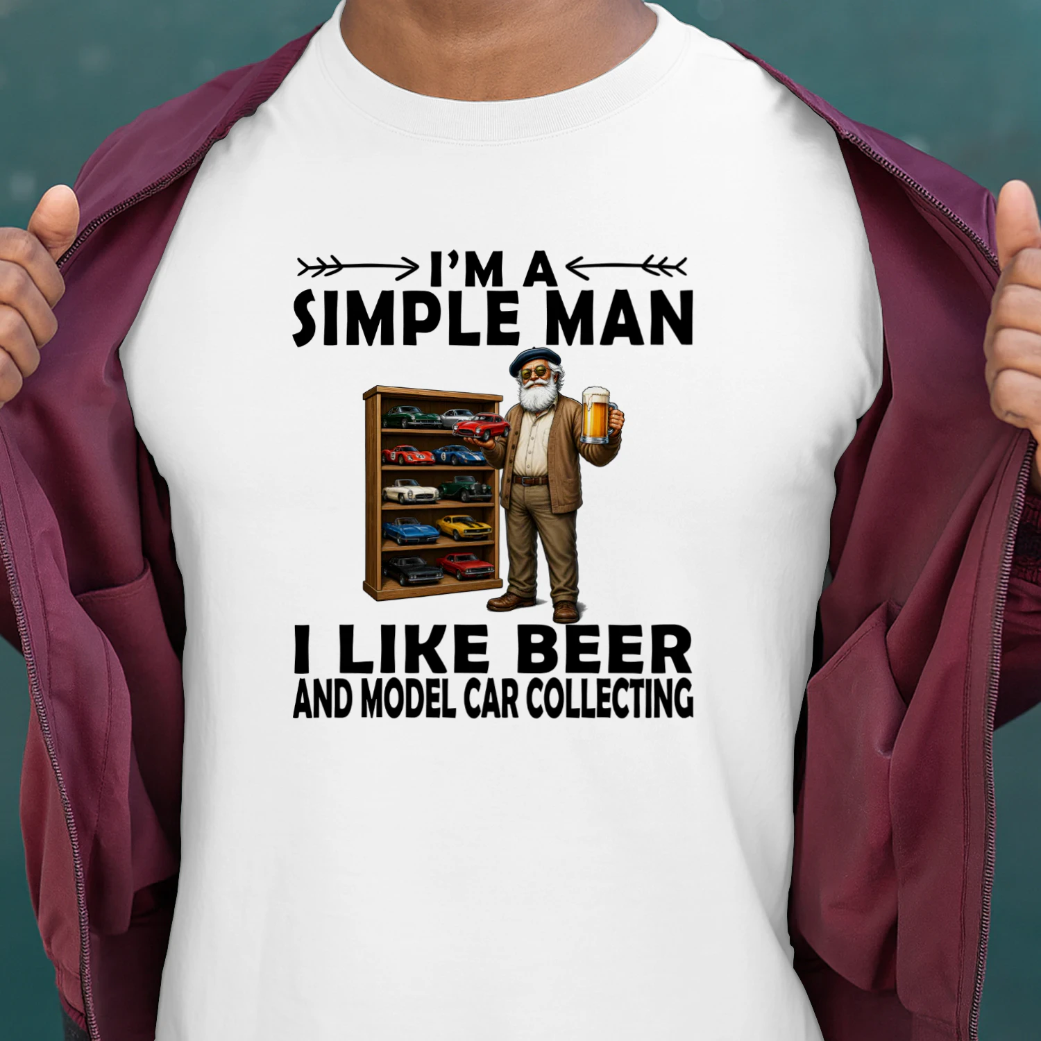 I'M A SIMPLE MAN I LIKE BEER AND MODEL CAR COLLECTING