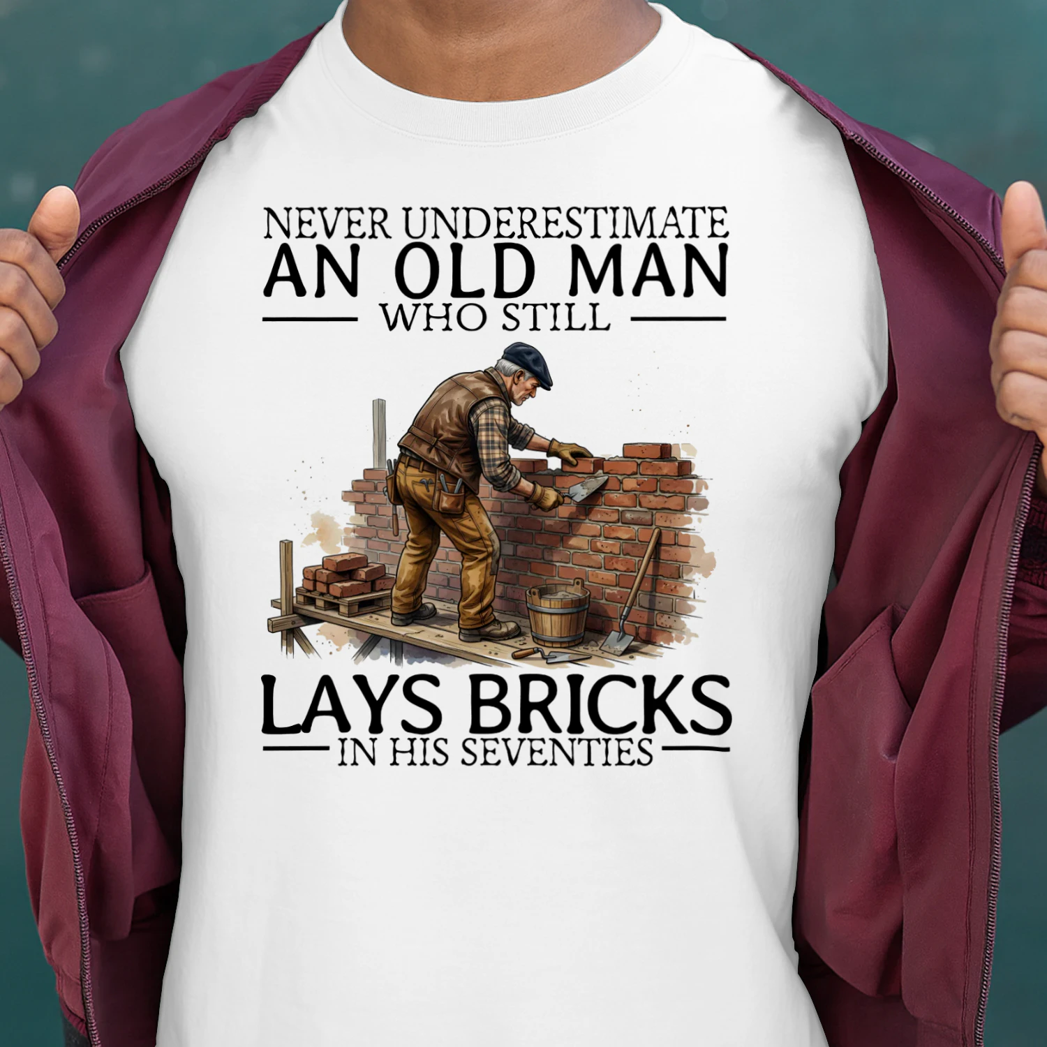 Lays bricks in his seventies