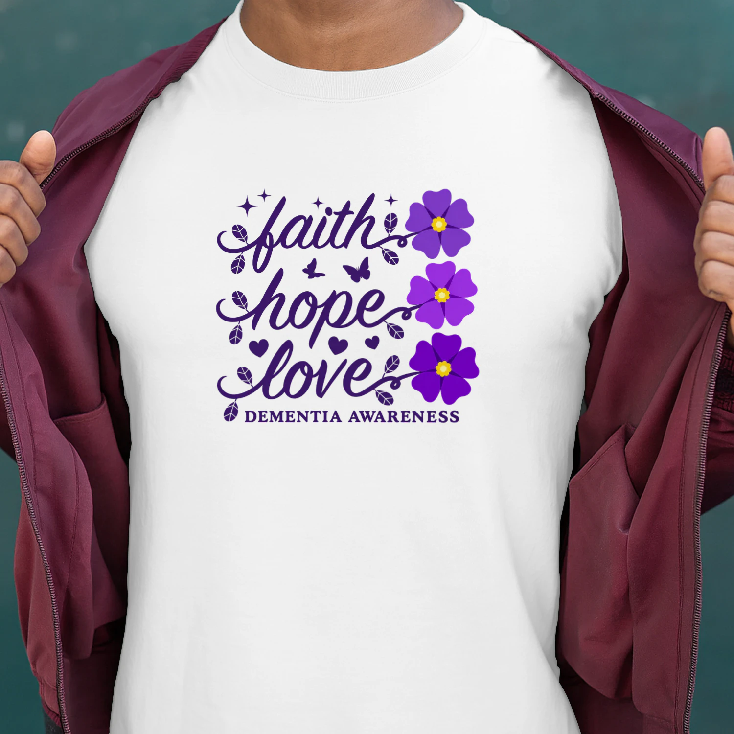 Faith Hope Love Dementia Alzheimer's Awareness Purple Flower