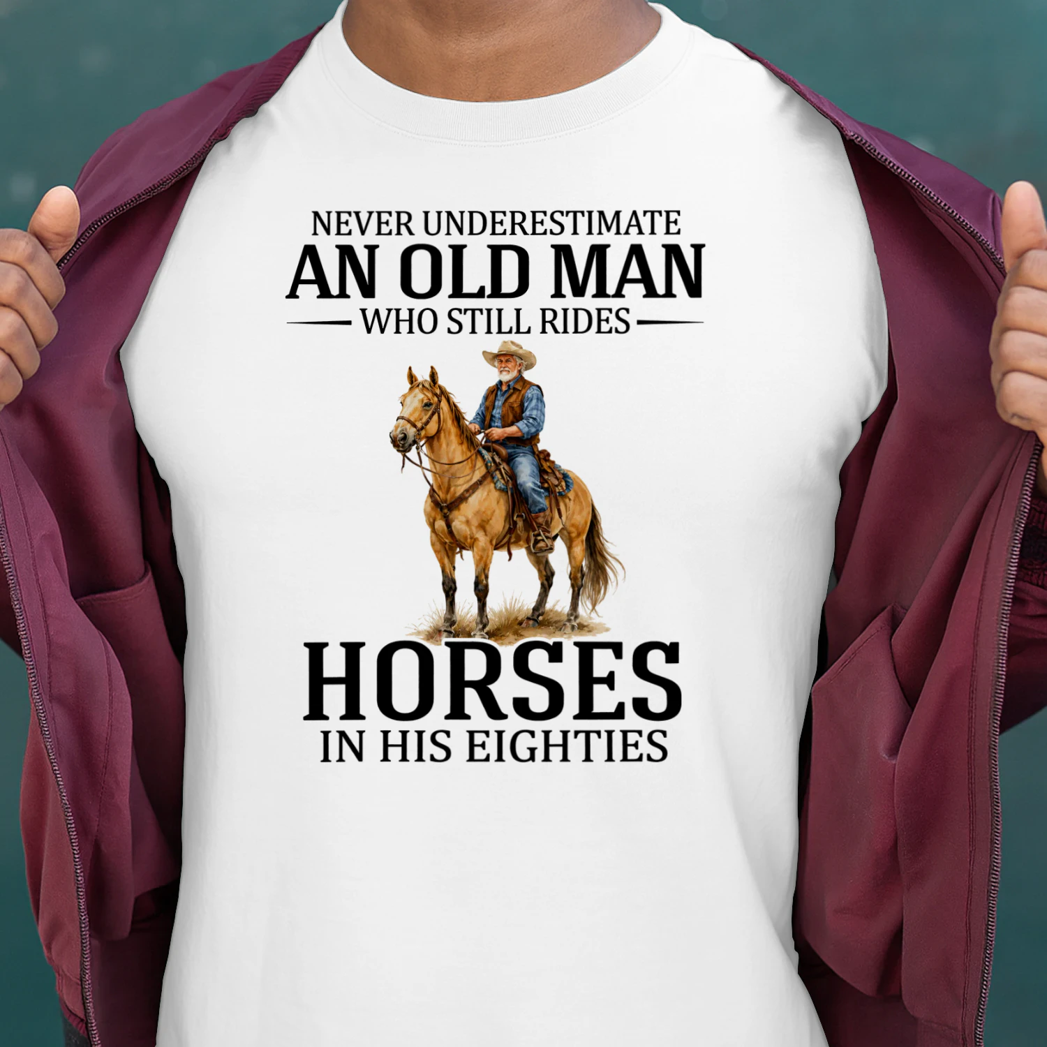 Never underestimate an old man who still rides horses in his eighties