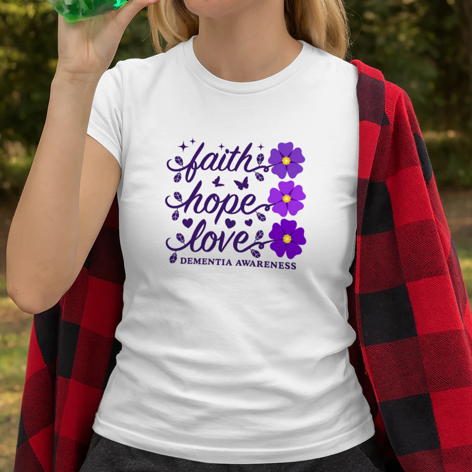 Faith Hope Love Dementia Alzheimer's Awareness Purple Flower