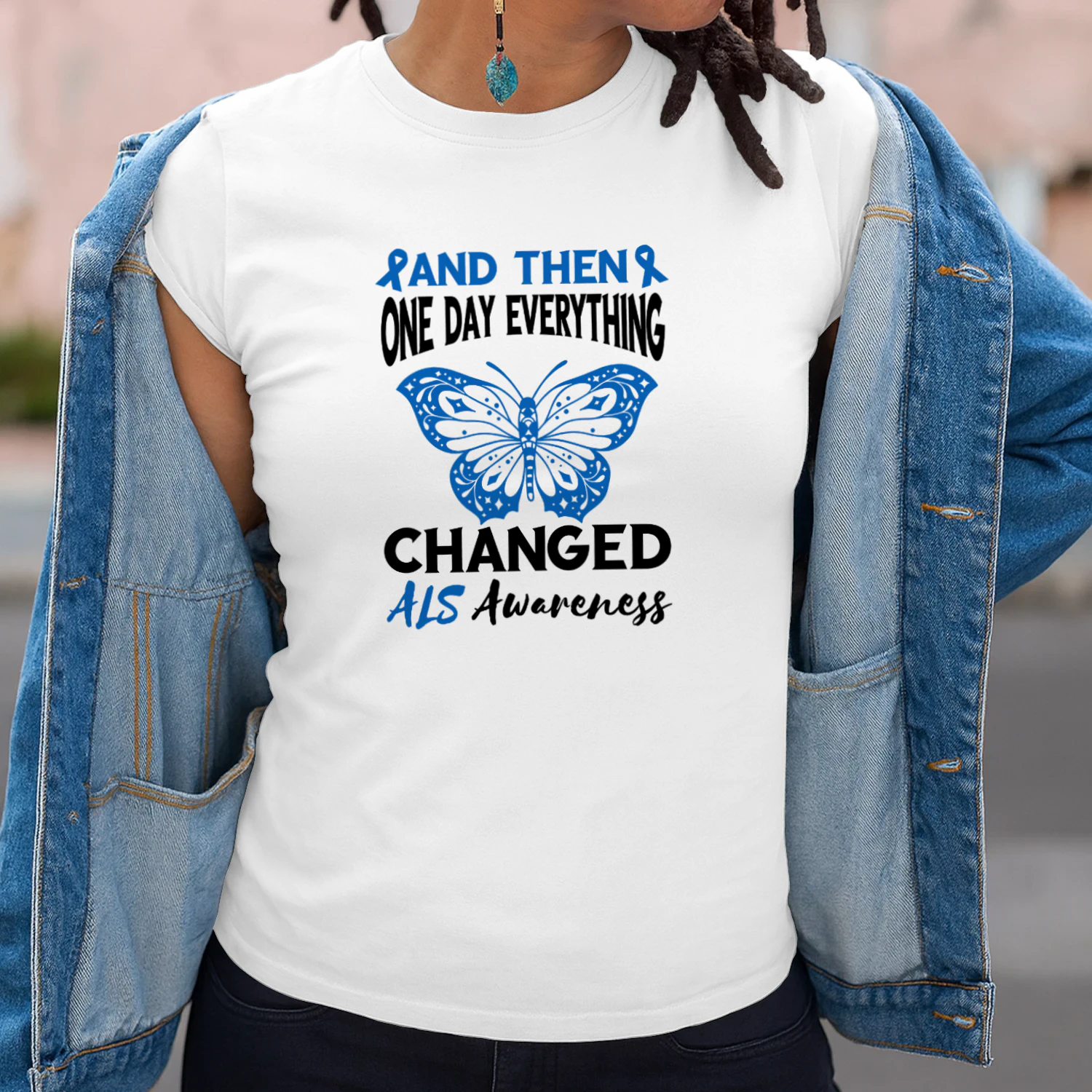 ALS Awareness Blue Ribbon One Day Everything Changed