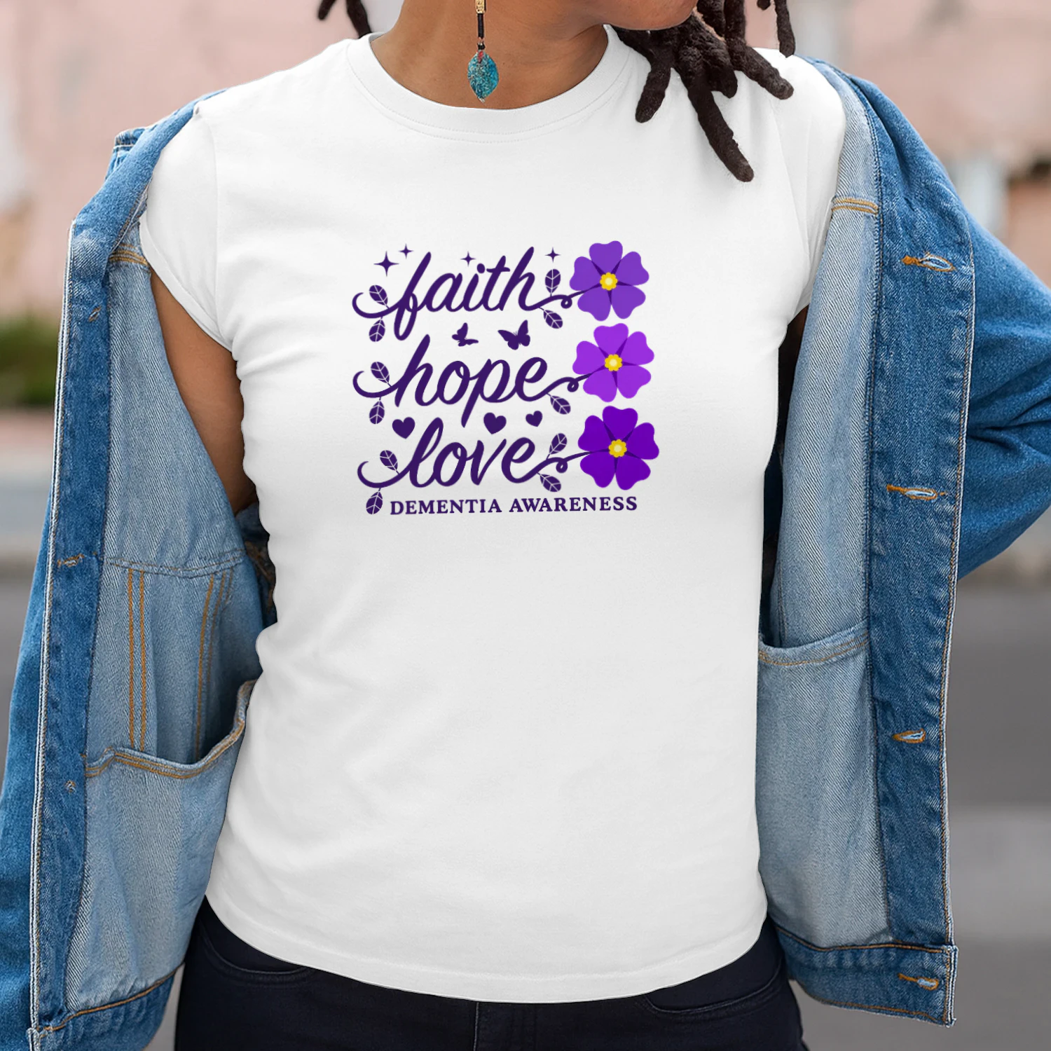 Faith Hope Love Dementia Alzheimer's Awareness Purple Flower