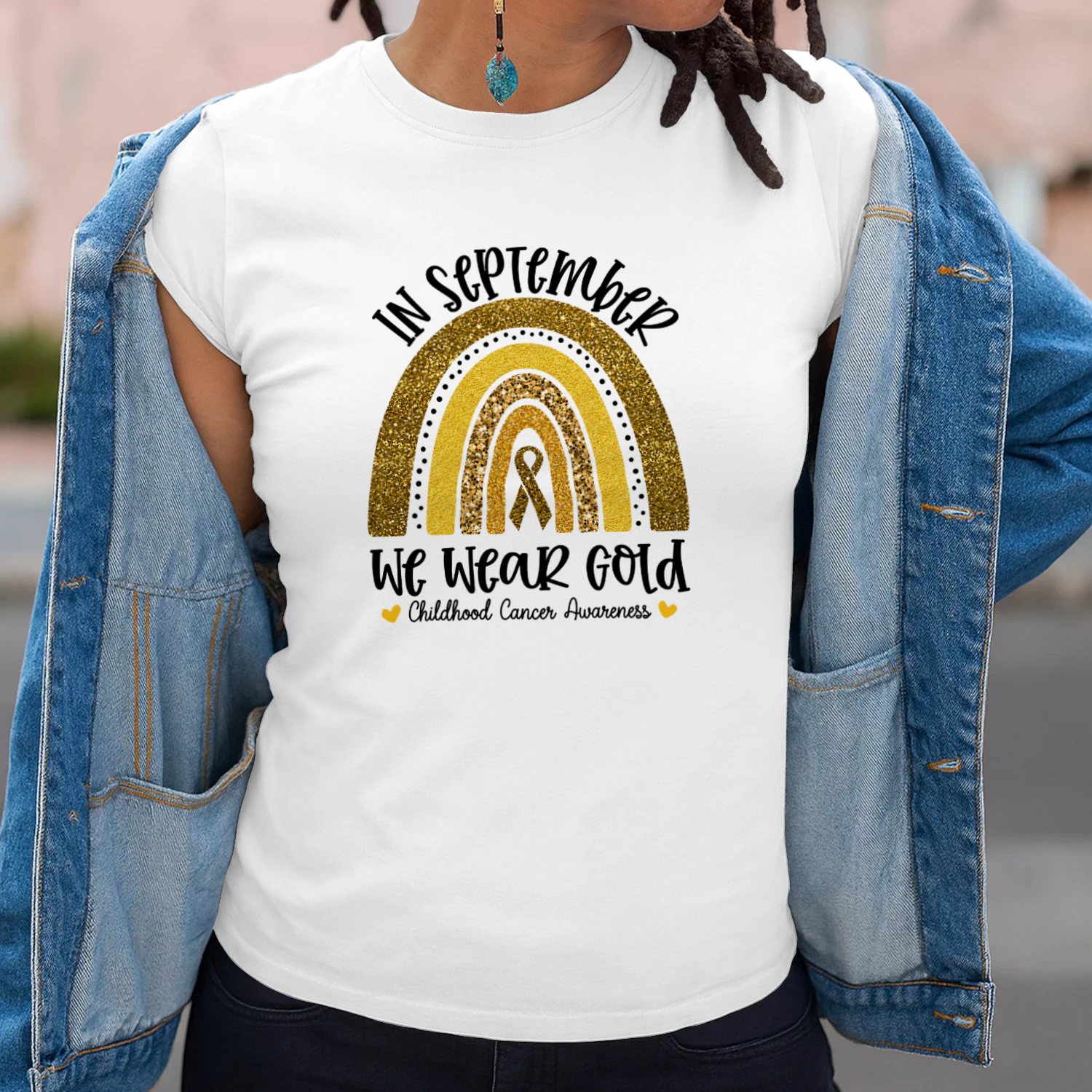 In September We Wear Gold Rainbow Childhood Cancer Awareness