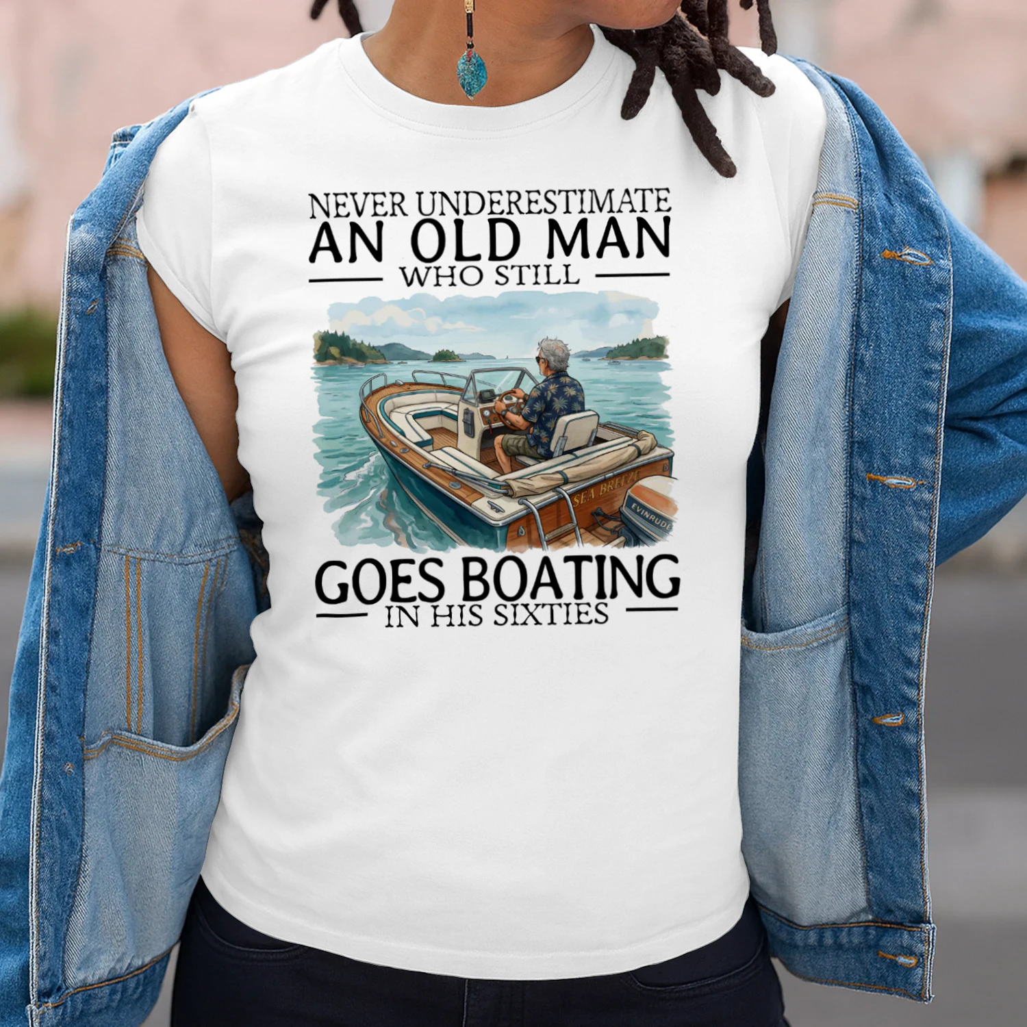 GOES BOATING IN HIS SIXTIES