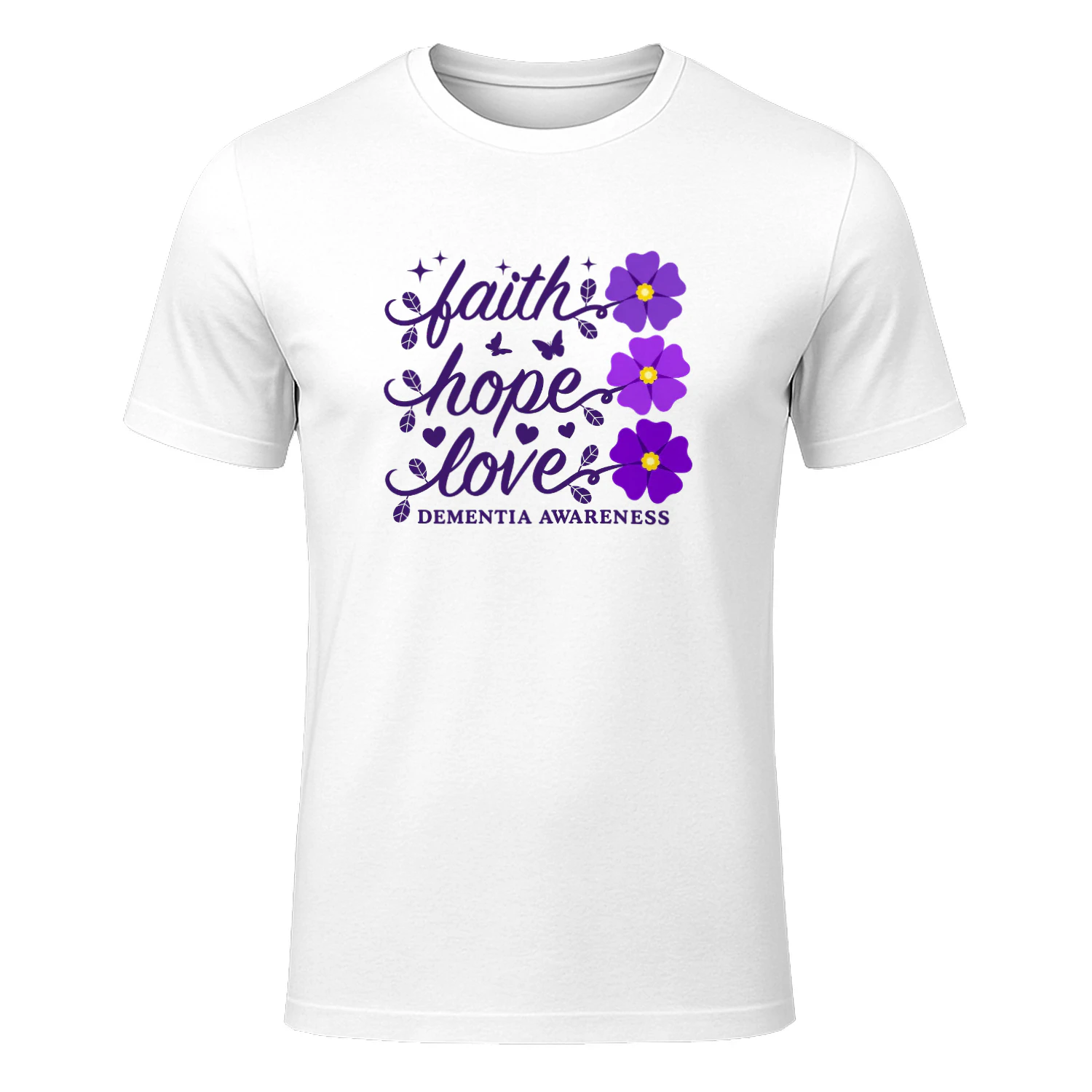 Faith Hope Love Dementia Alzheimer's Awareness Purple Flower