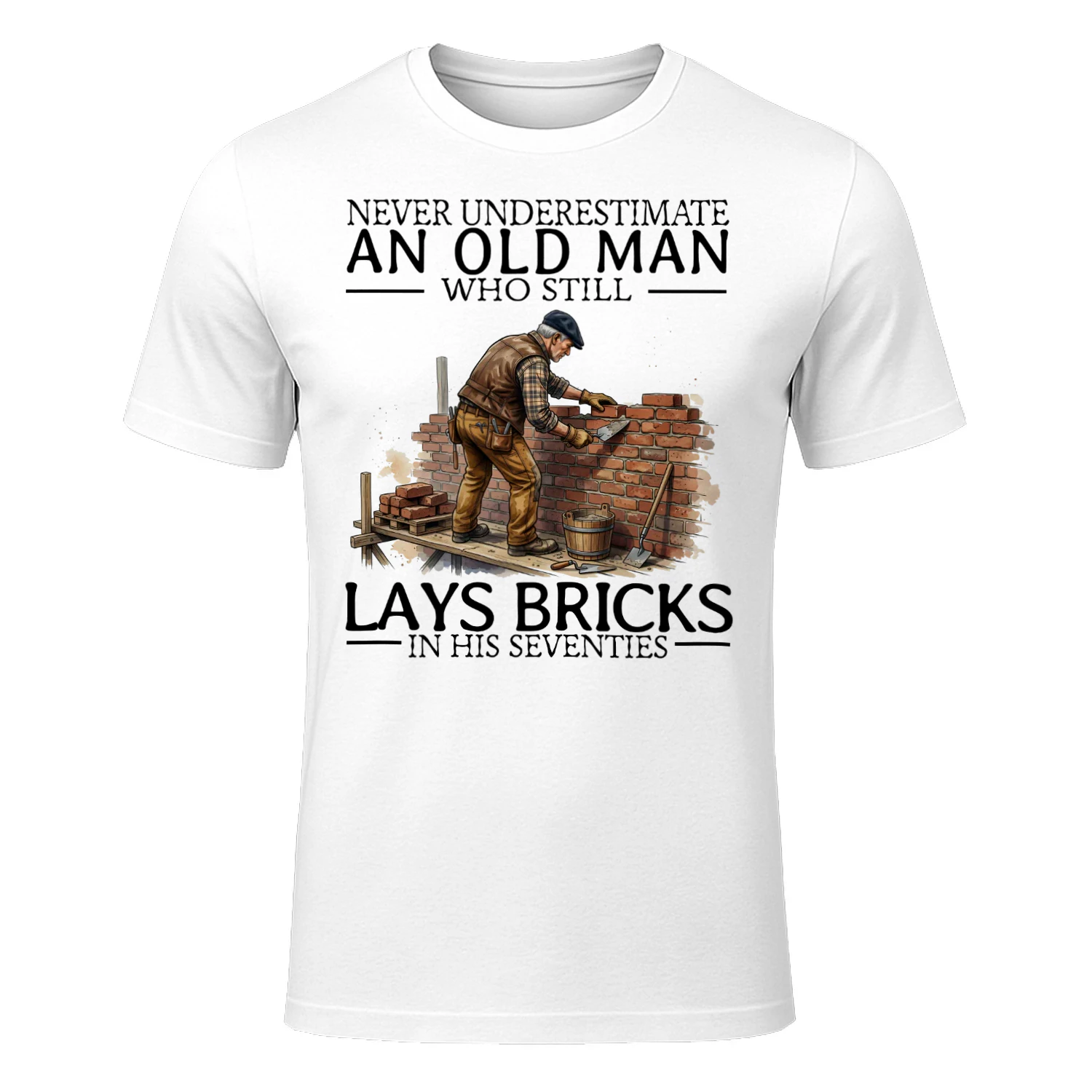 Lays bricks in his seventies