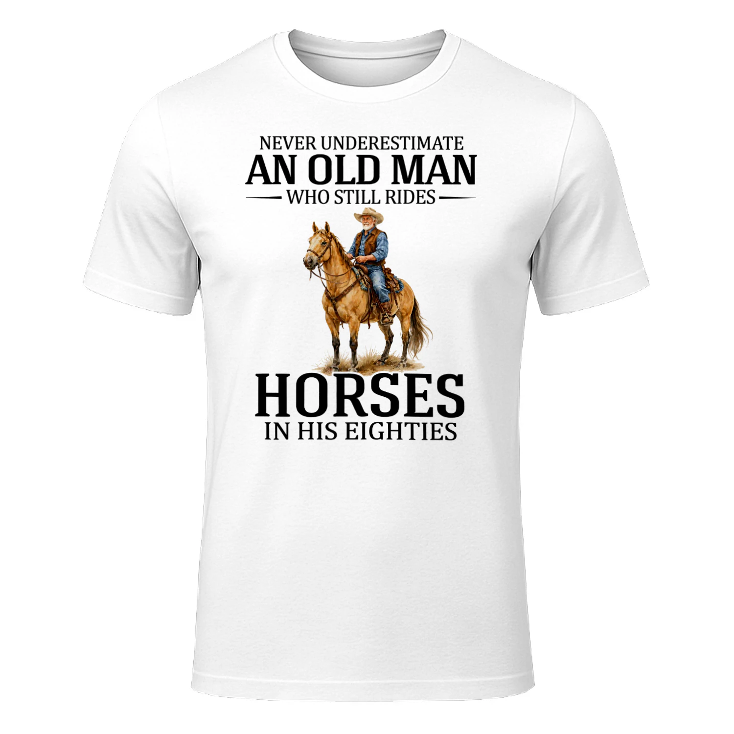Never underestimate an old man who still rides horses in his eighties