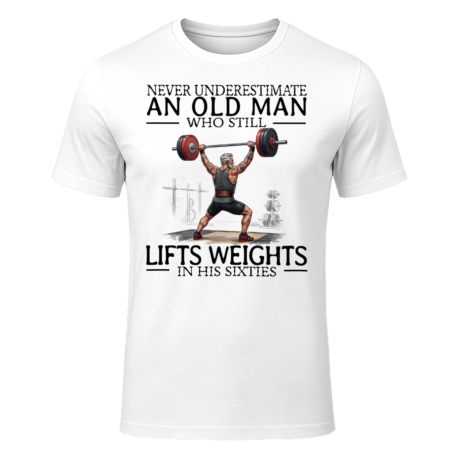 LIFTS WEIGHTS IN HIS SIXTIES