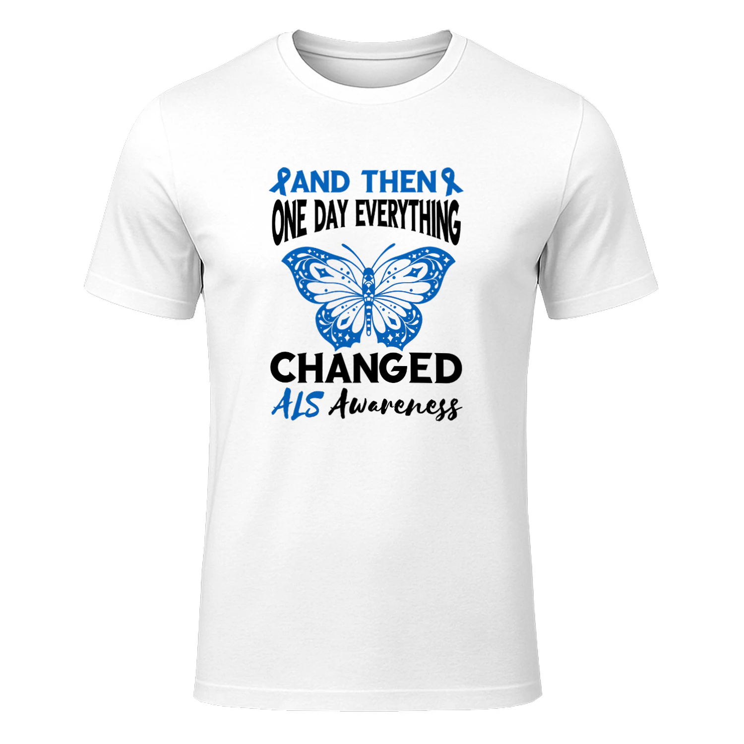 ALS Awareness Blue Ribbon One Day Everything Changed