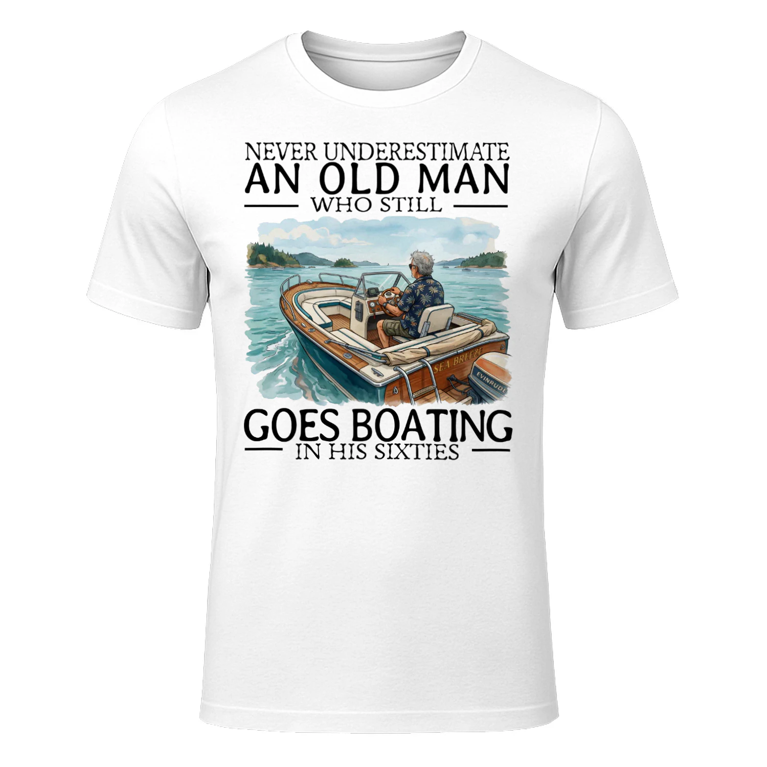 GOES BOATING IN HIS SIXTIES