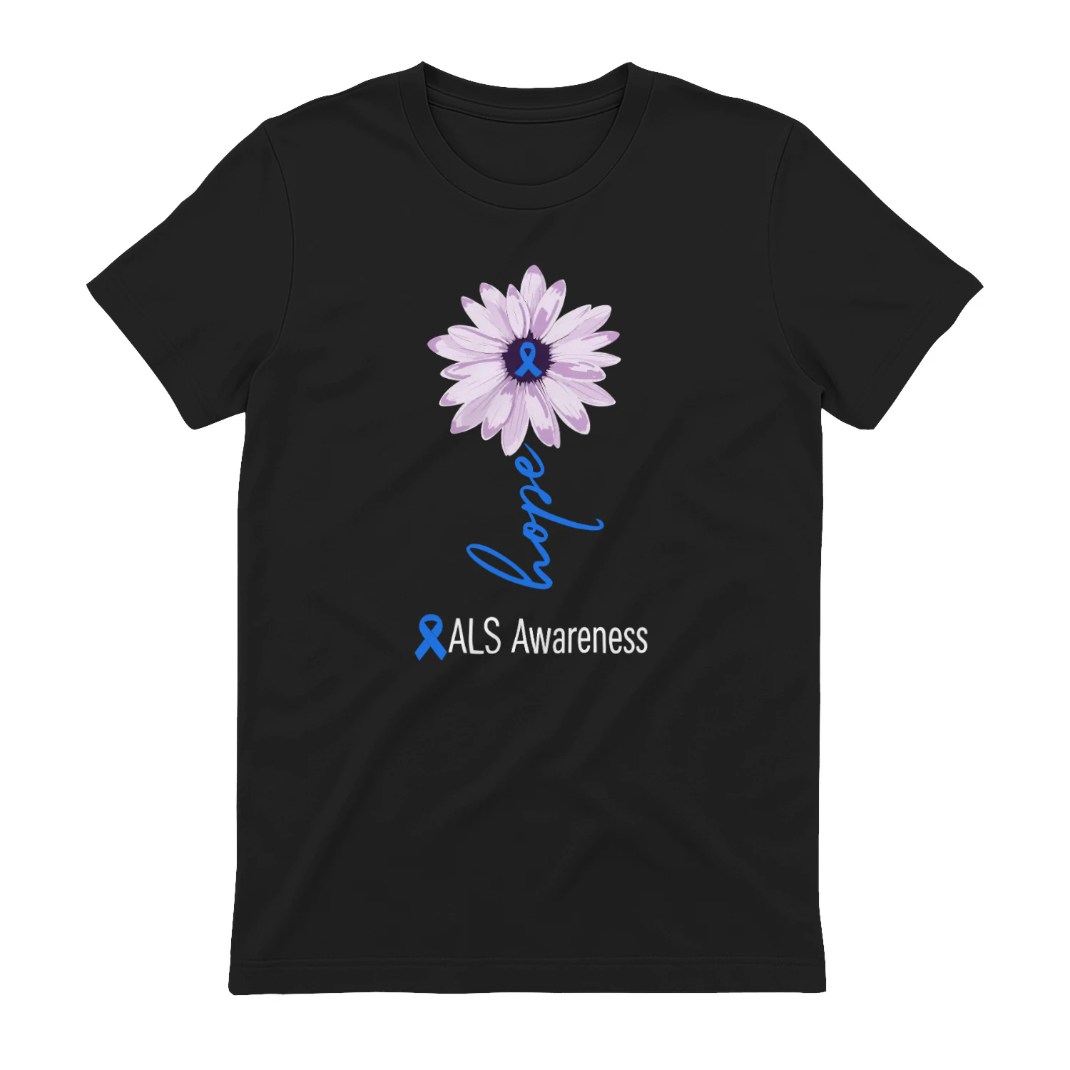 ALS Awareness Month Blue Sunflower Ribbon ALS Warrior