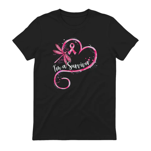 I'm A Survivor Breast Cancer Awareness Dragonfly Heart