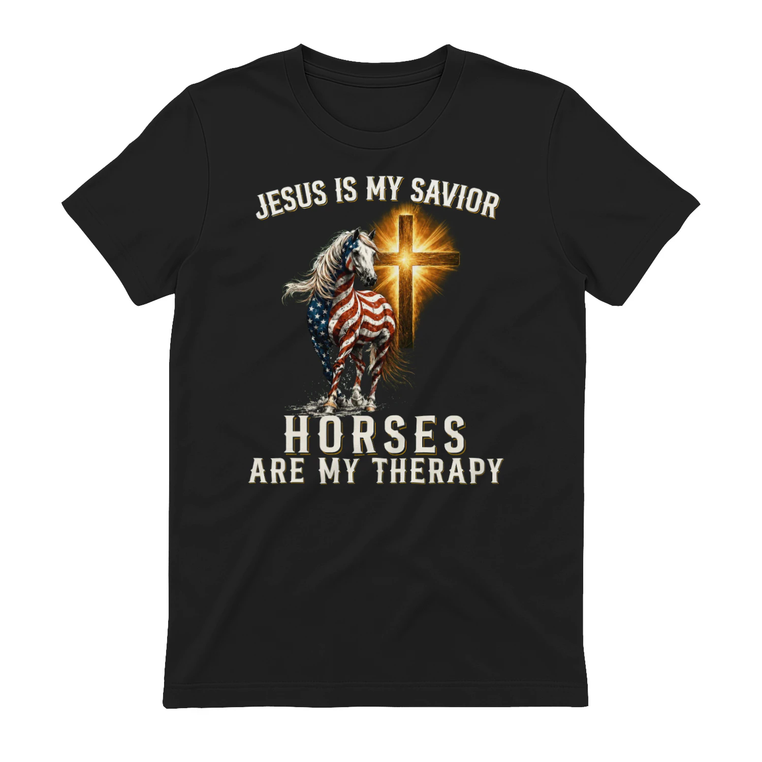 Jesus Savior Horses Therapy Usa Flag
