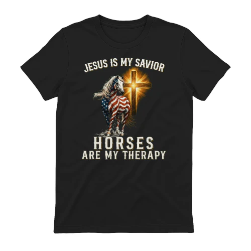 Jesus Savior Horses Therapy Usa Flag
