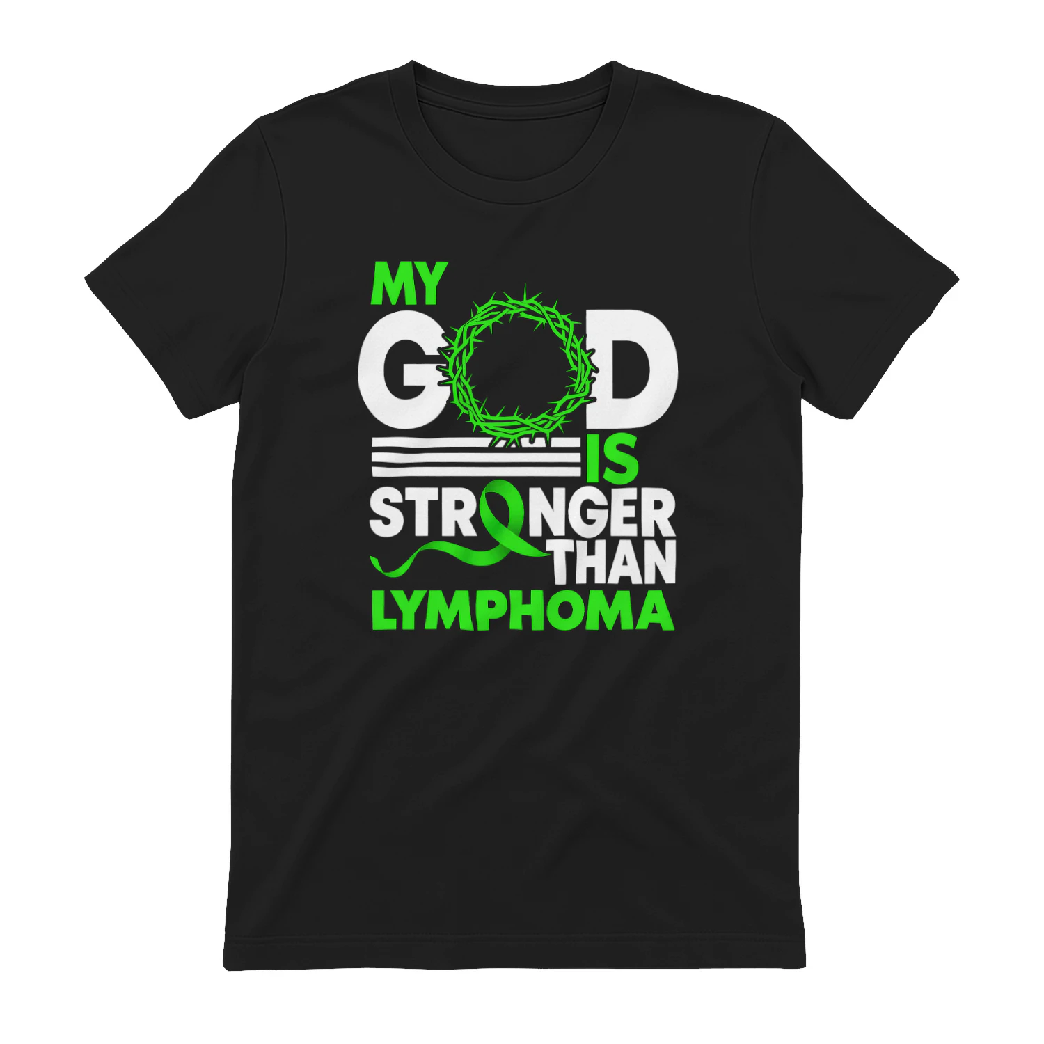 My God Is Stronger Than Lymphoma Awareness Ribbon