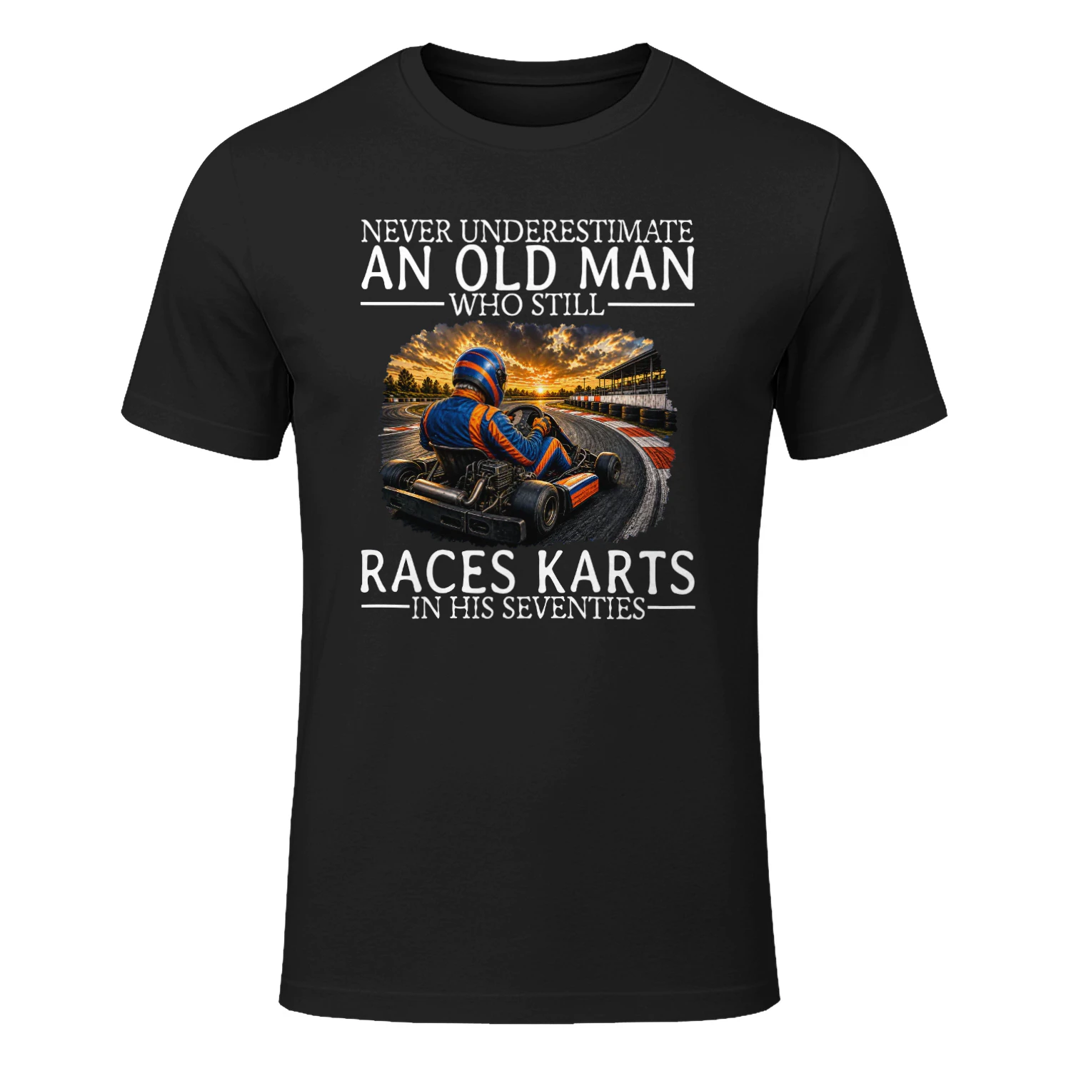 Never underestimate an old man who still races karts in his seventies
