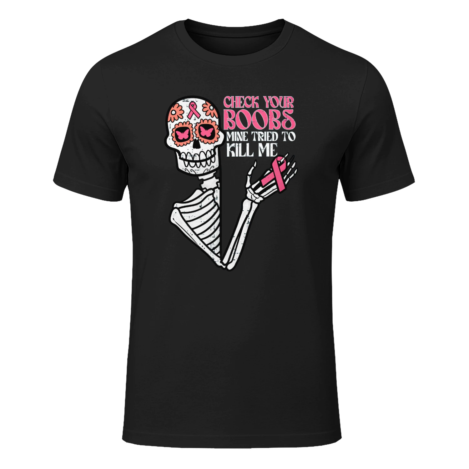Sugar Skull Skeleton Funny Breast Cancer Awareness