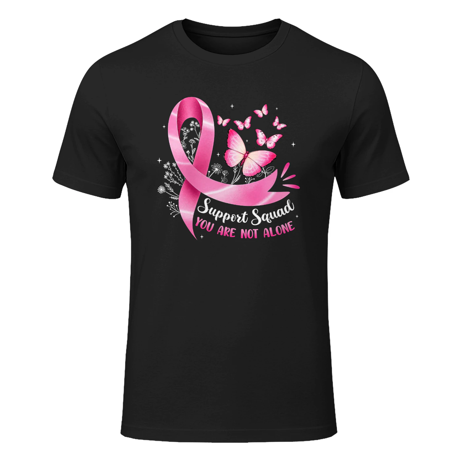 Support Squad Breast Cancer Awareness Pink Bow Butterfly