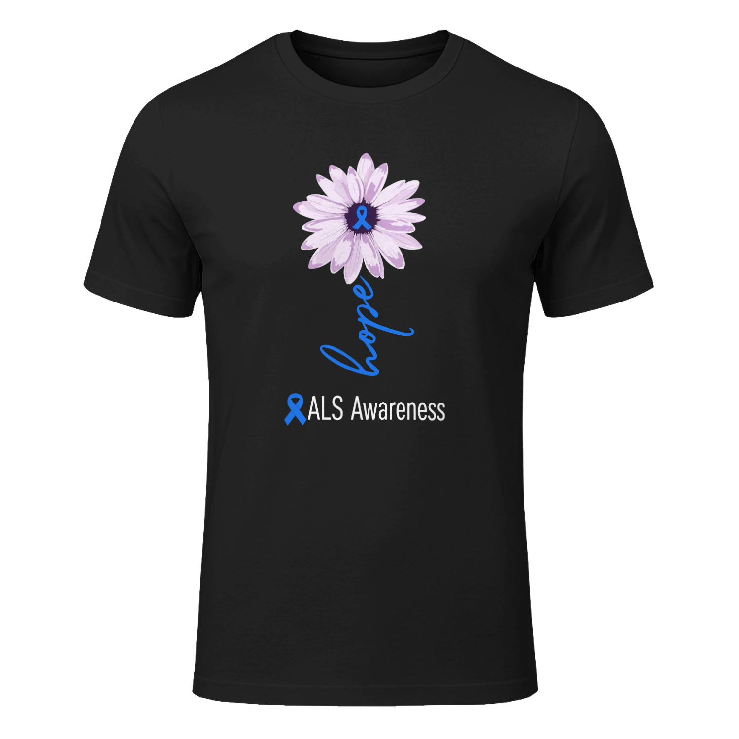ALS Awareness Month Blue Sunflower Ribbon ALS Warrior