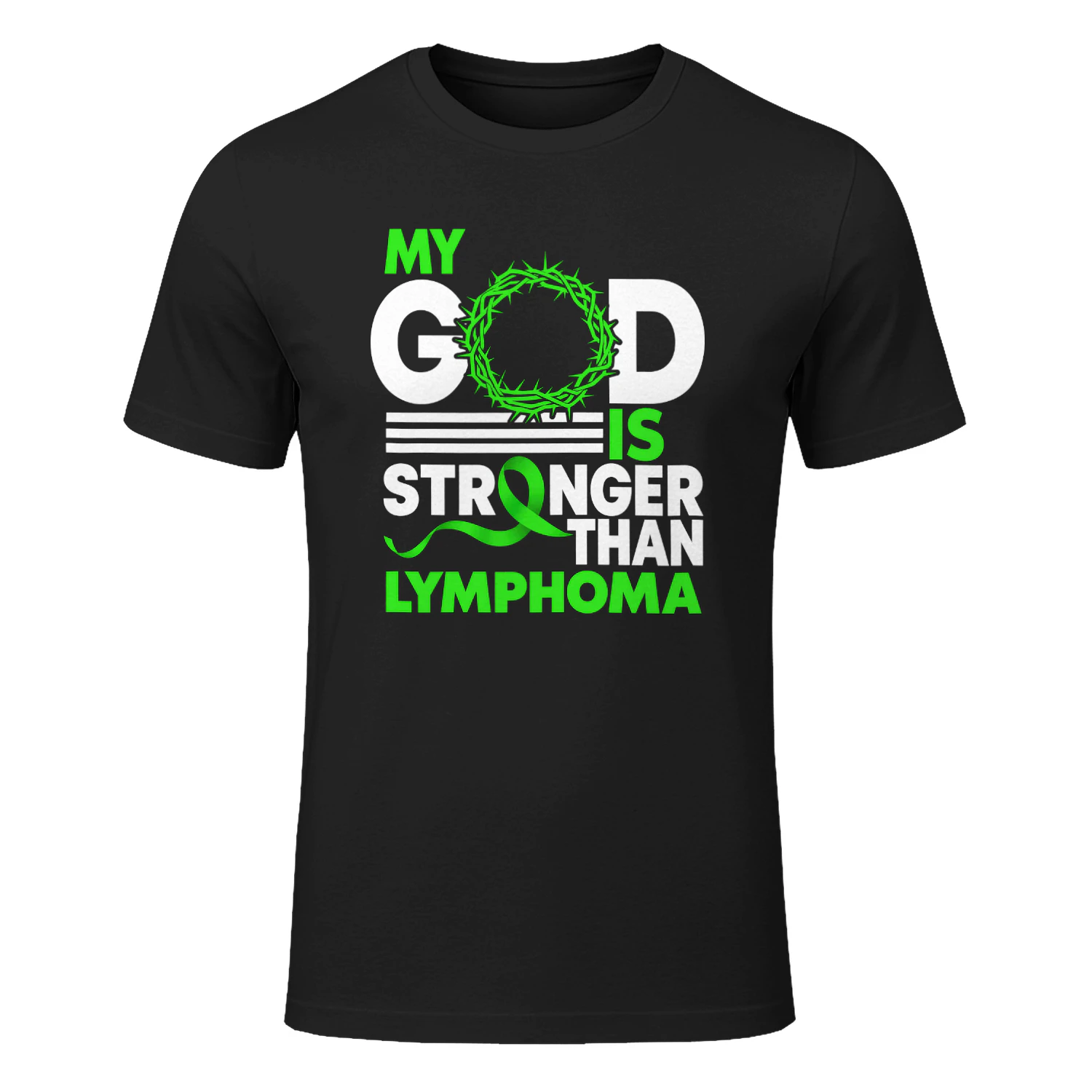My God Is Stronger Than Lymphoma Awareness Ribbon